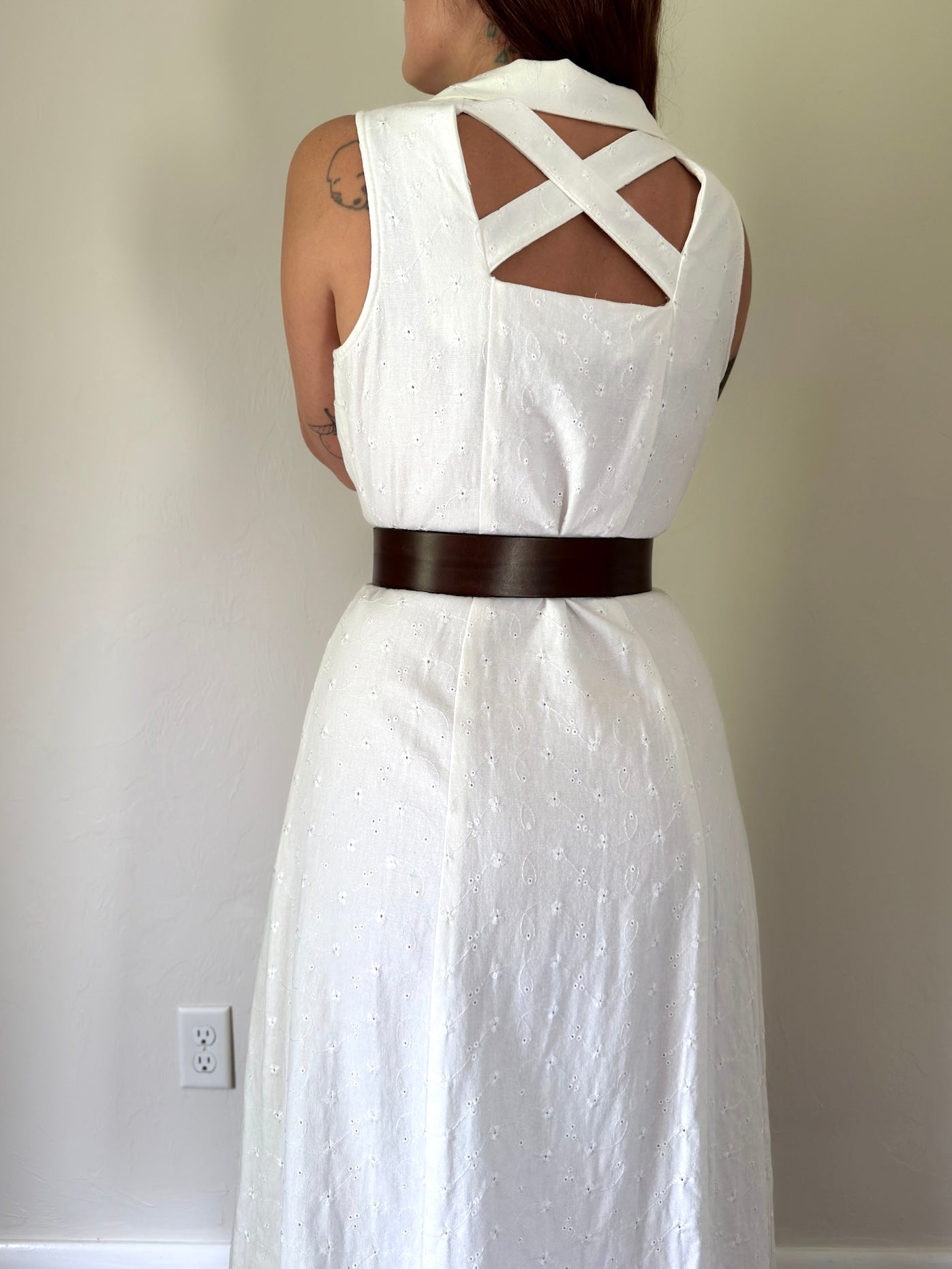 90s eyelet button down dress