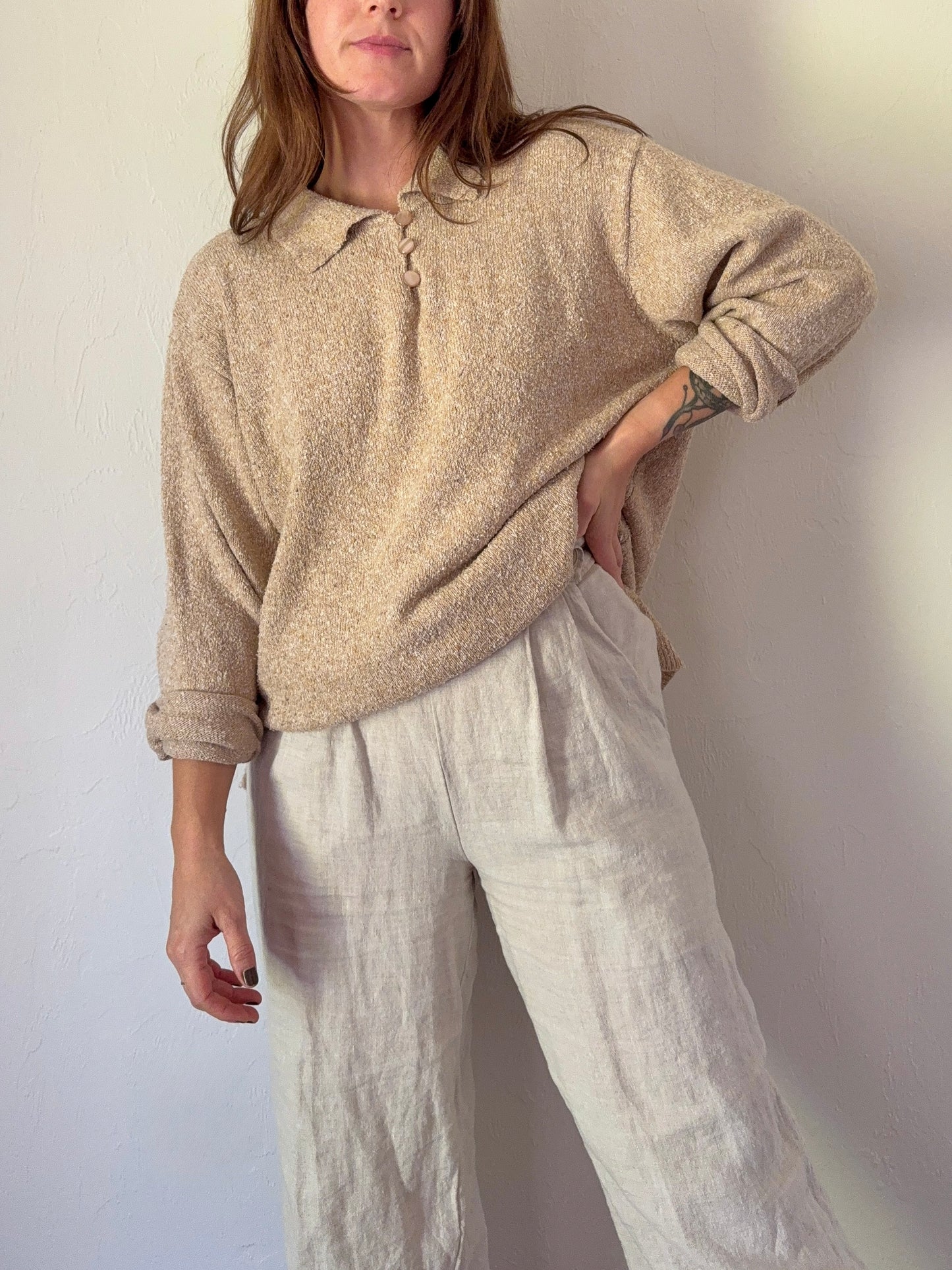 90s Textured Collared Sweater