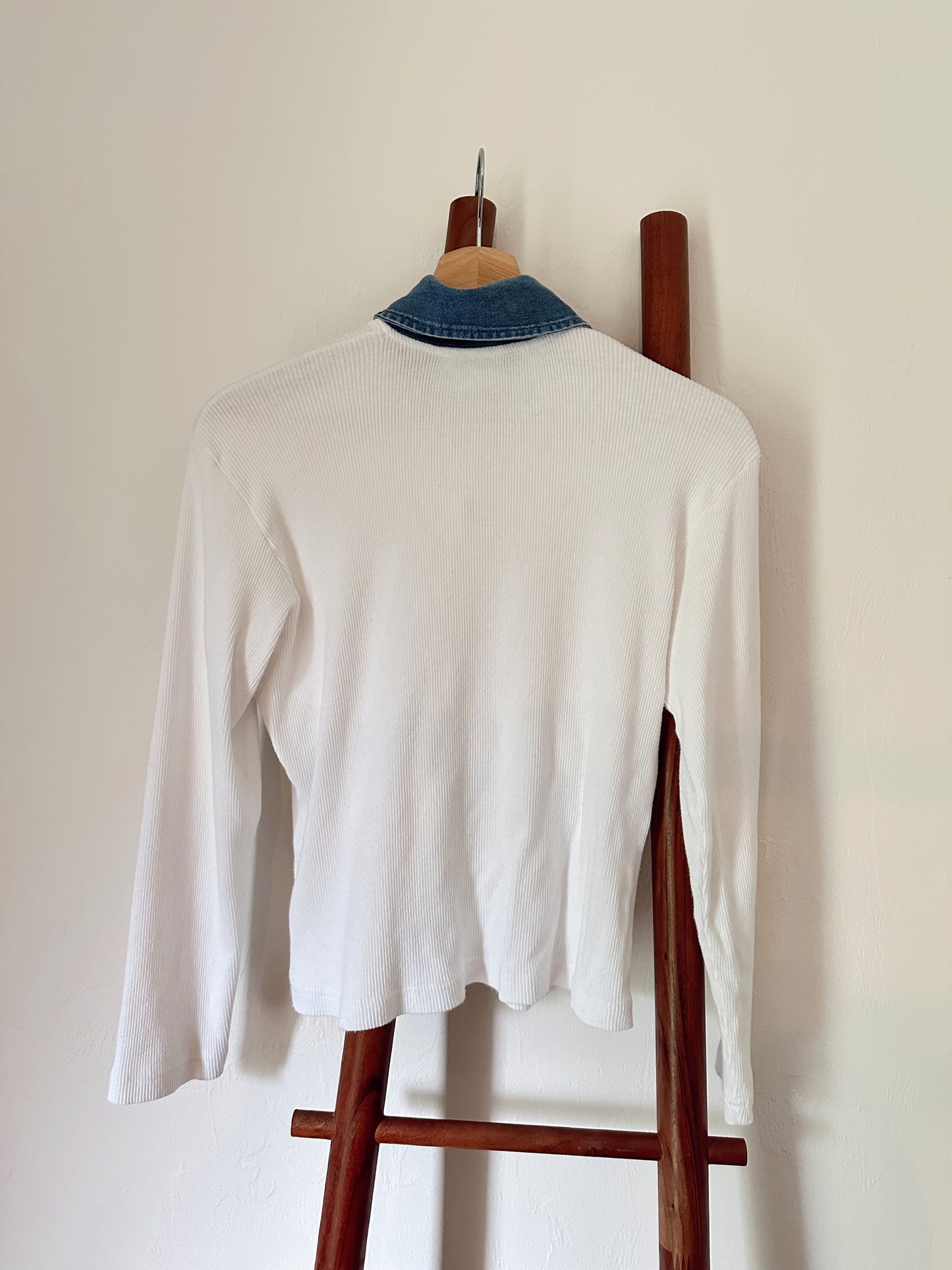 90s denim collar ribbed top