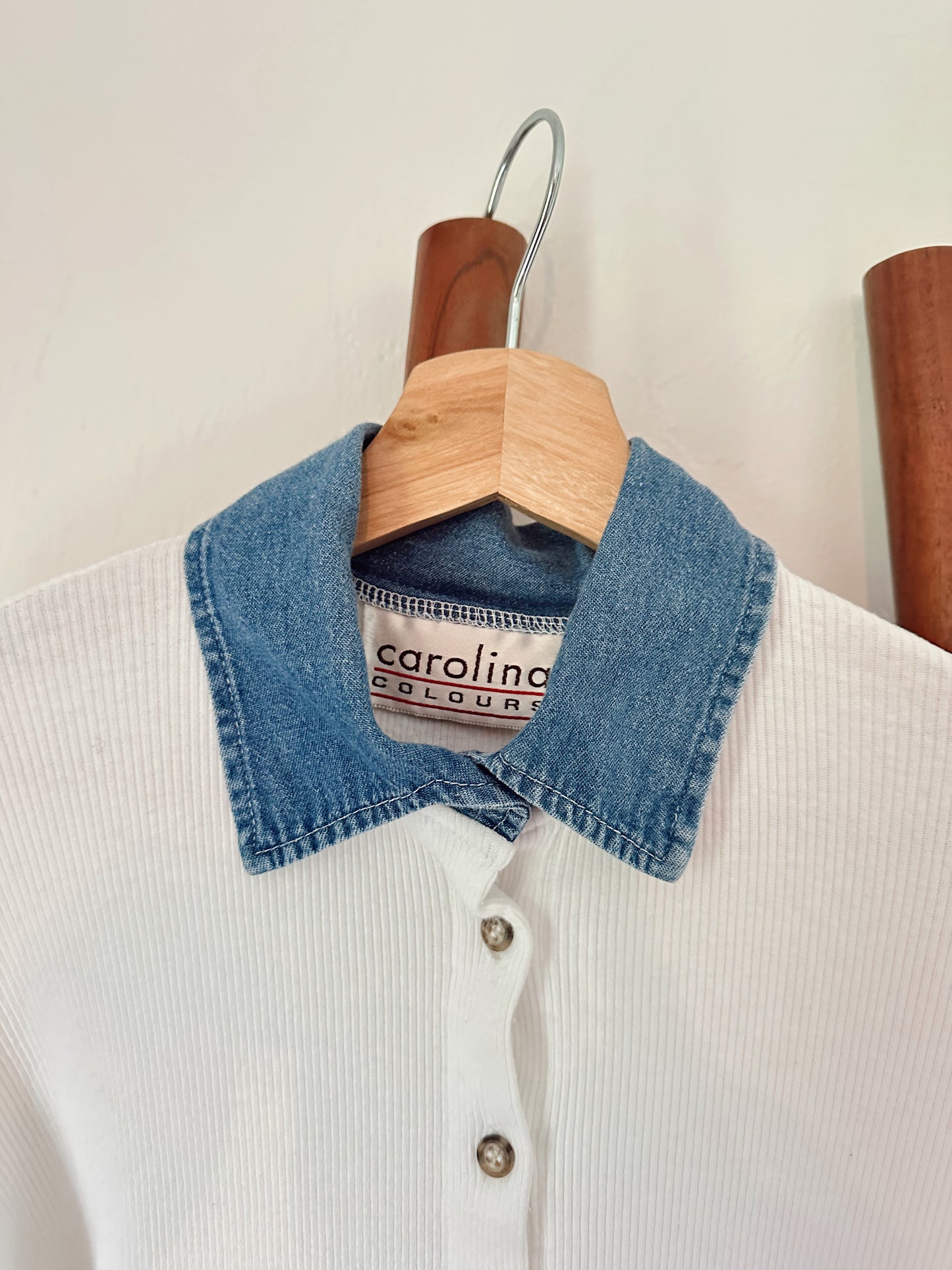 90s denim collar ribbed top