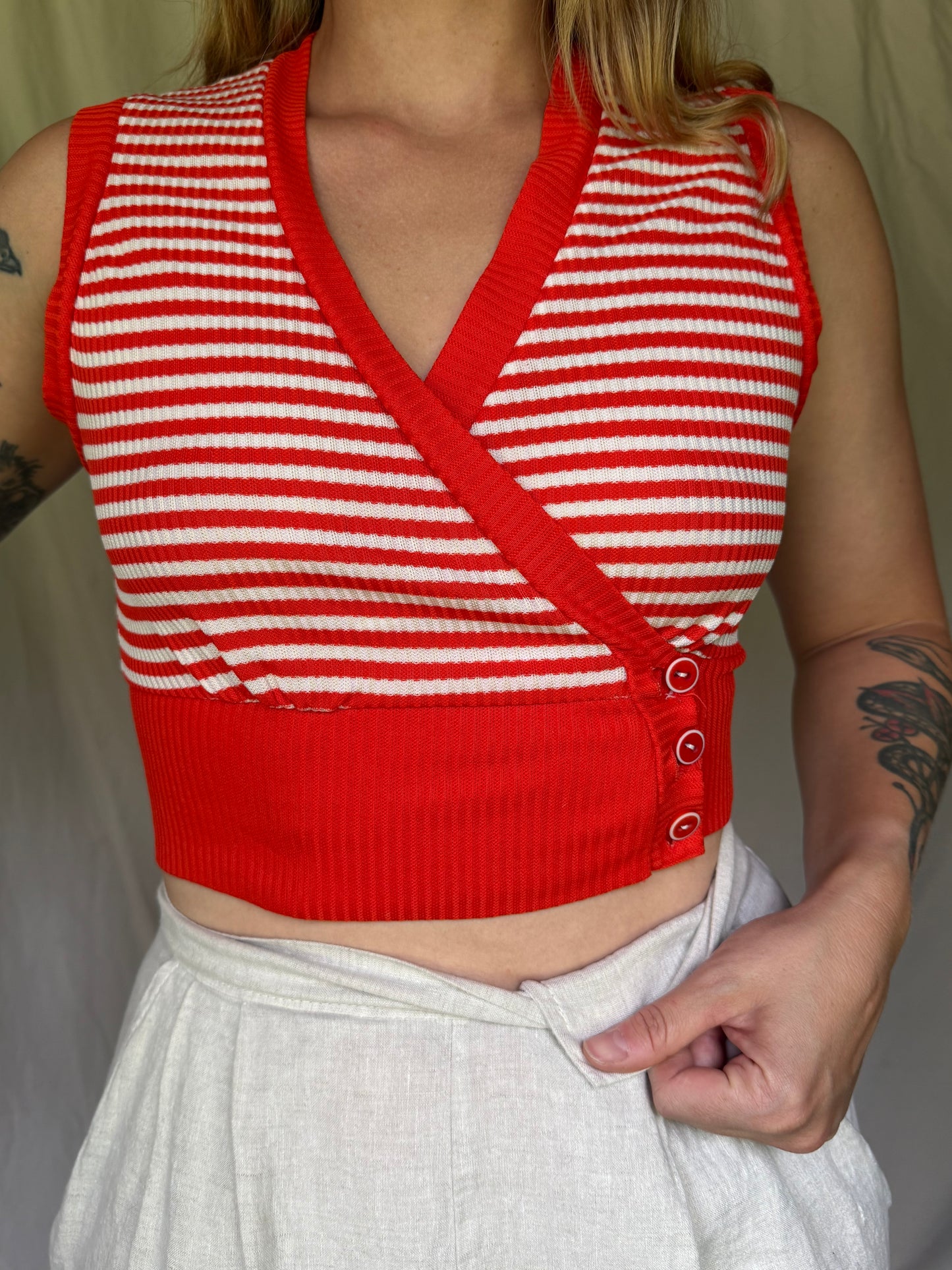 60s striped crop top