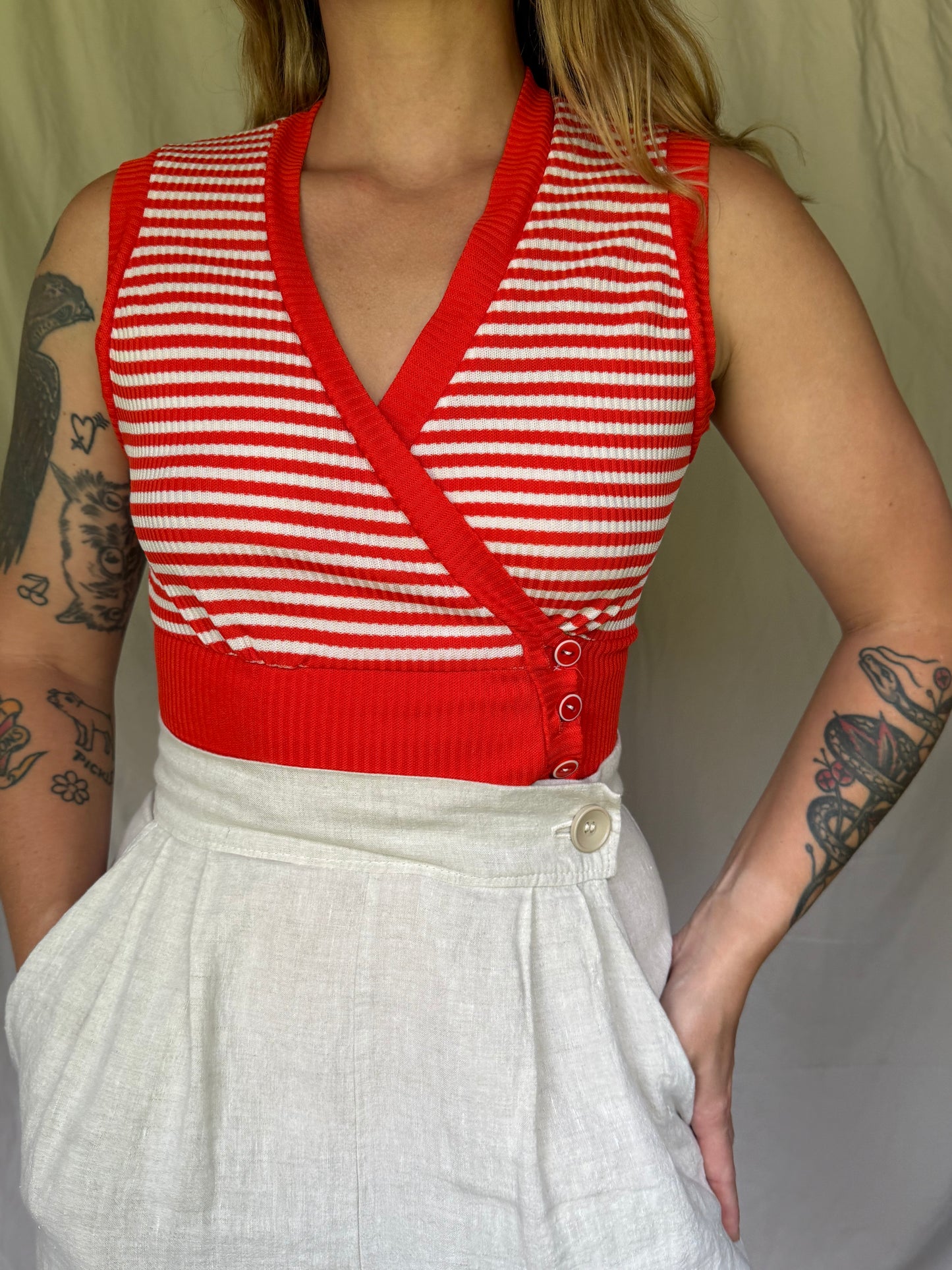 60s striped crop top