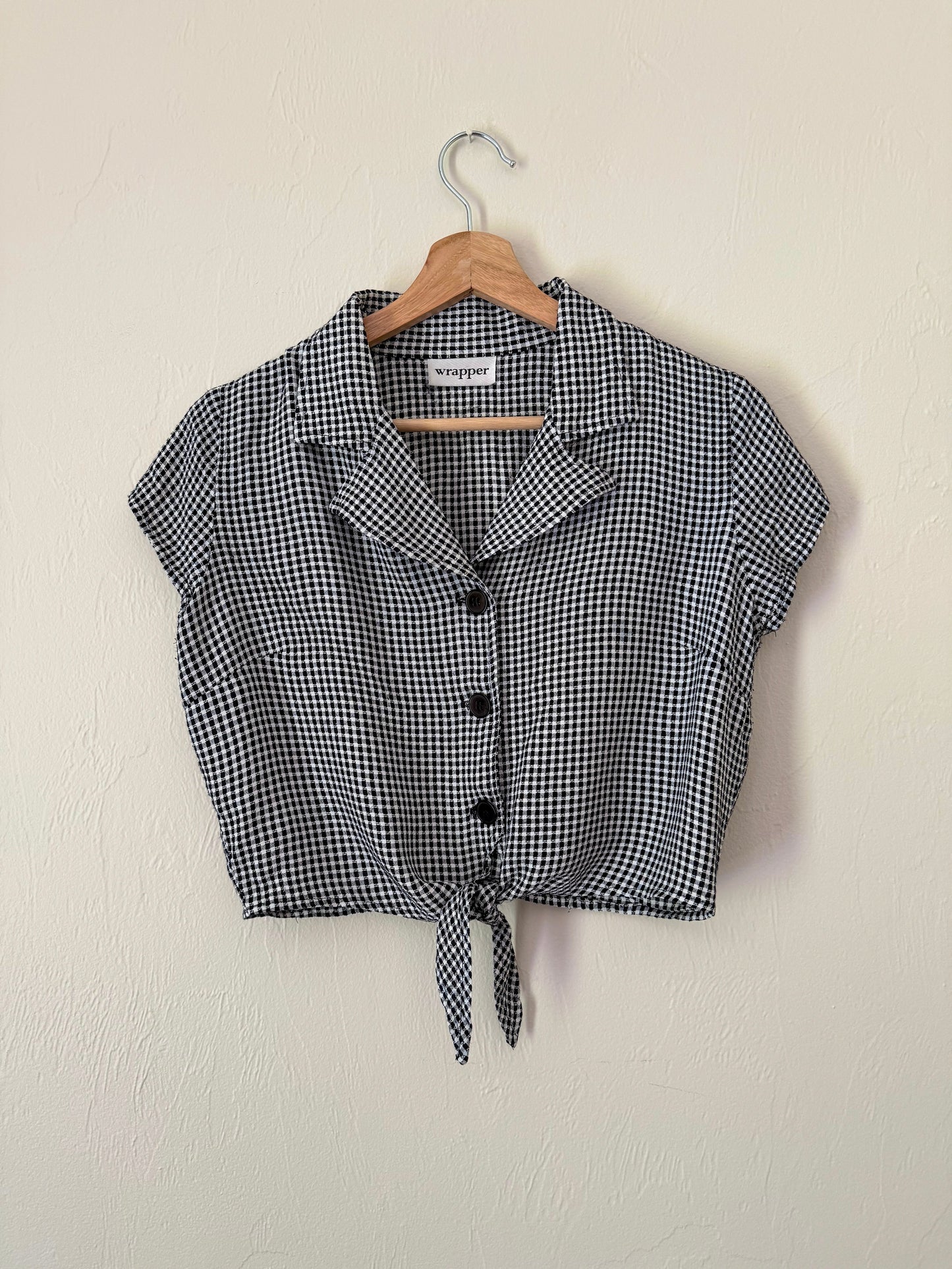 90s Gingham Tie Top