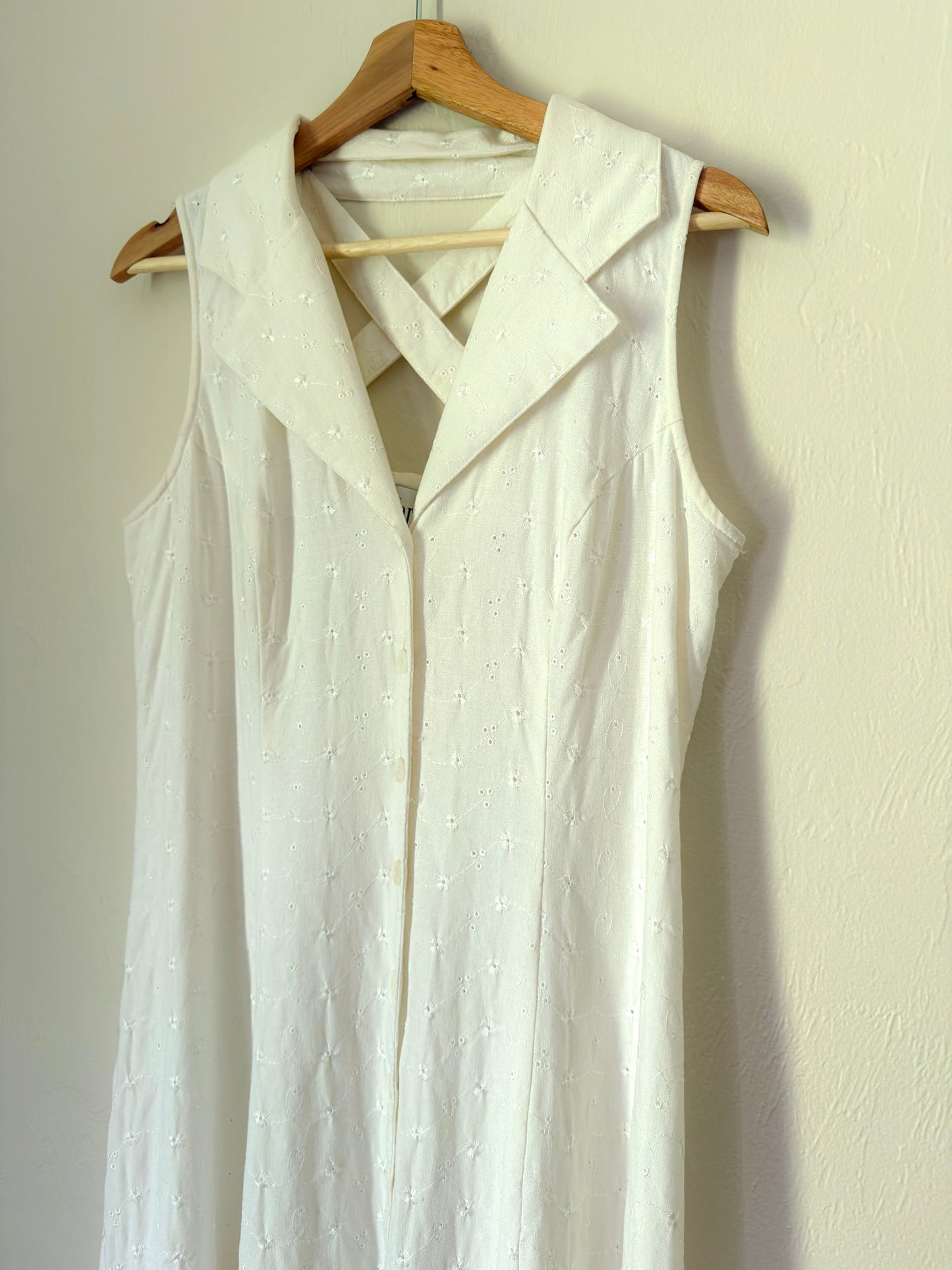 90s eyelet button down dress
