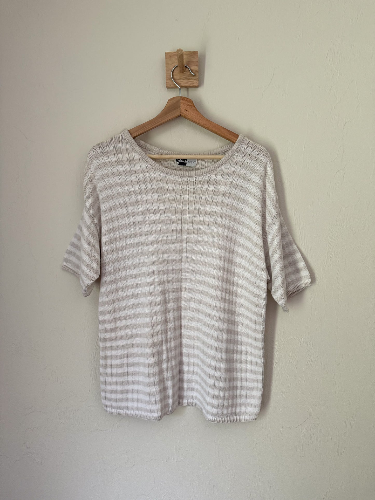 90s tan and white striped shirt