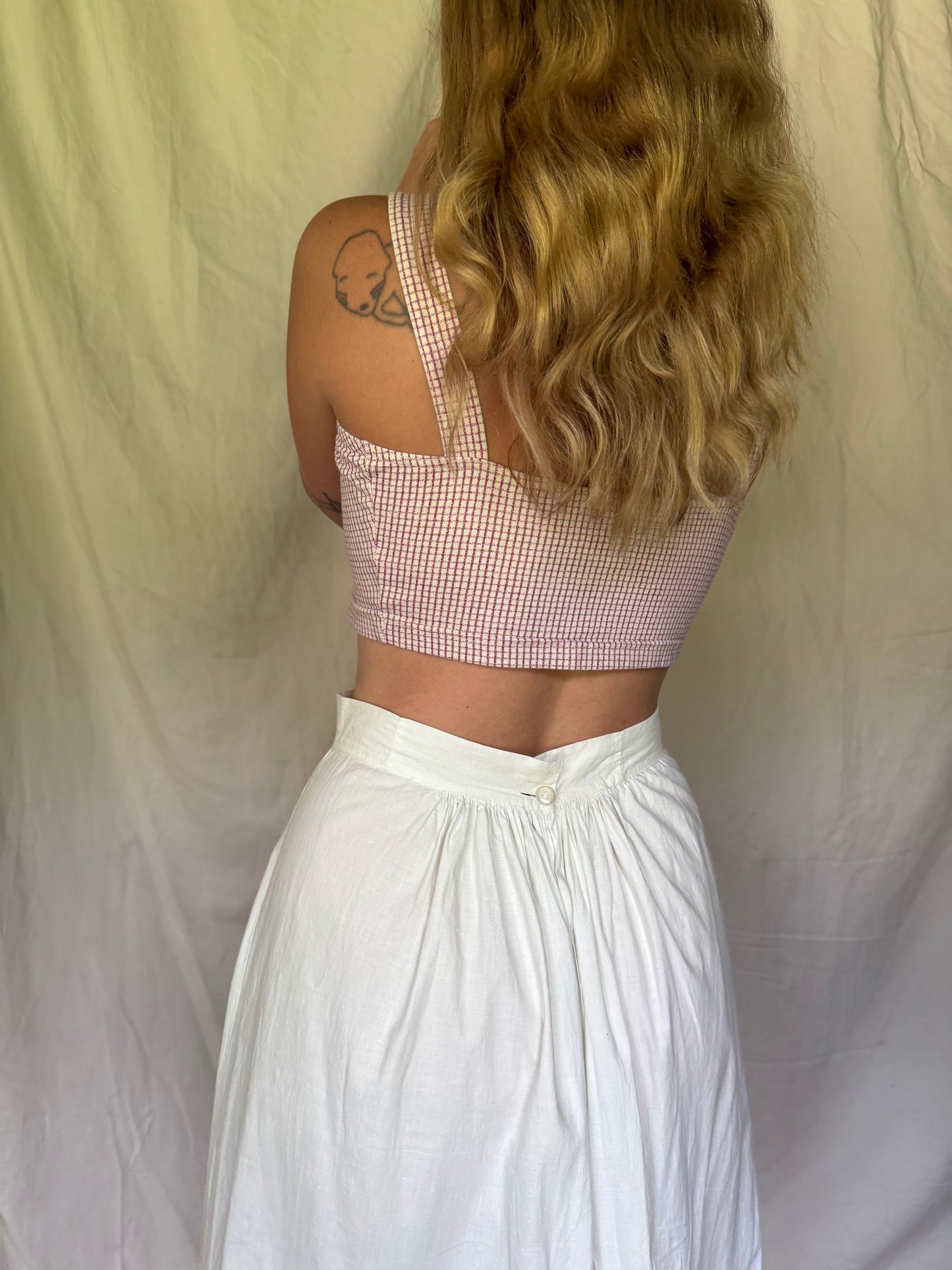 vintage grid crop top