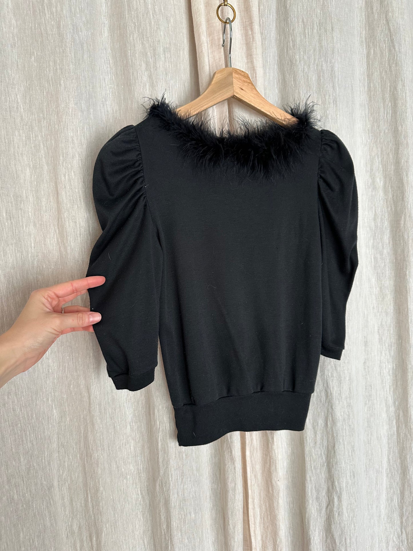 Vintage Feather Collar Top