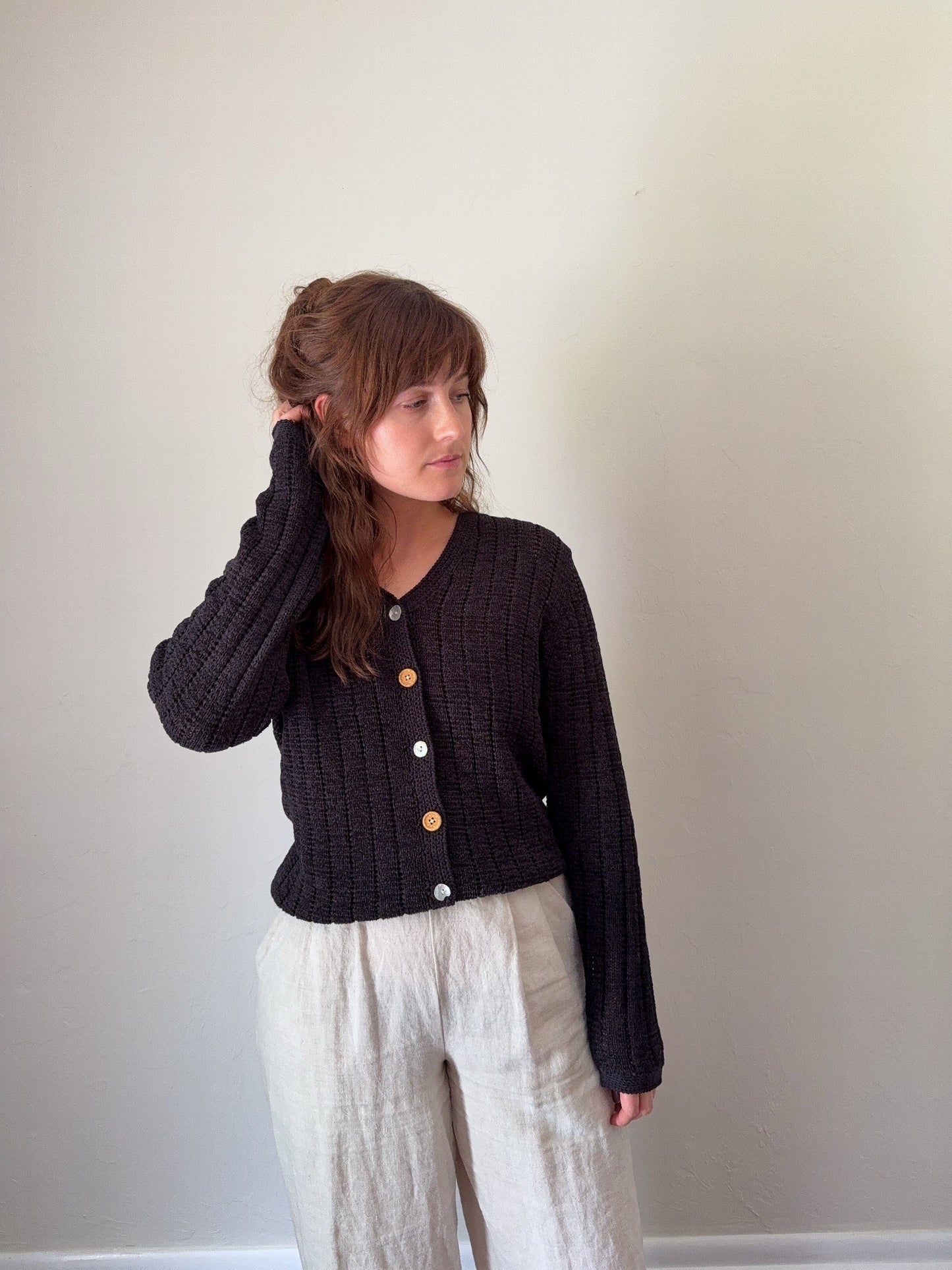 Vintage Black Knit Cardigan
