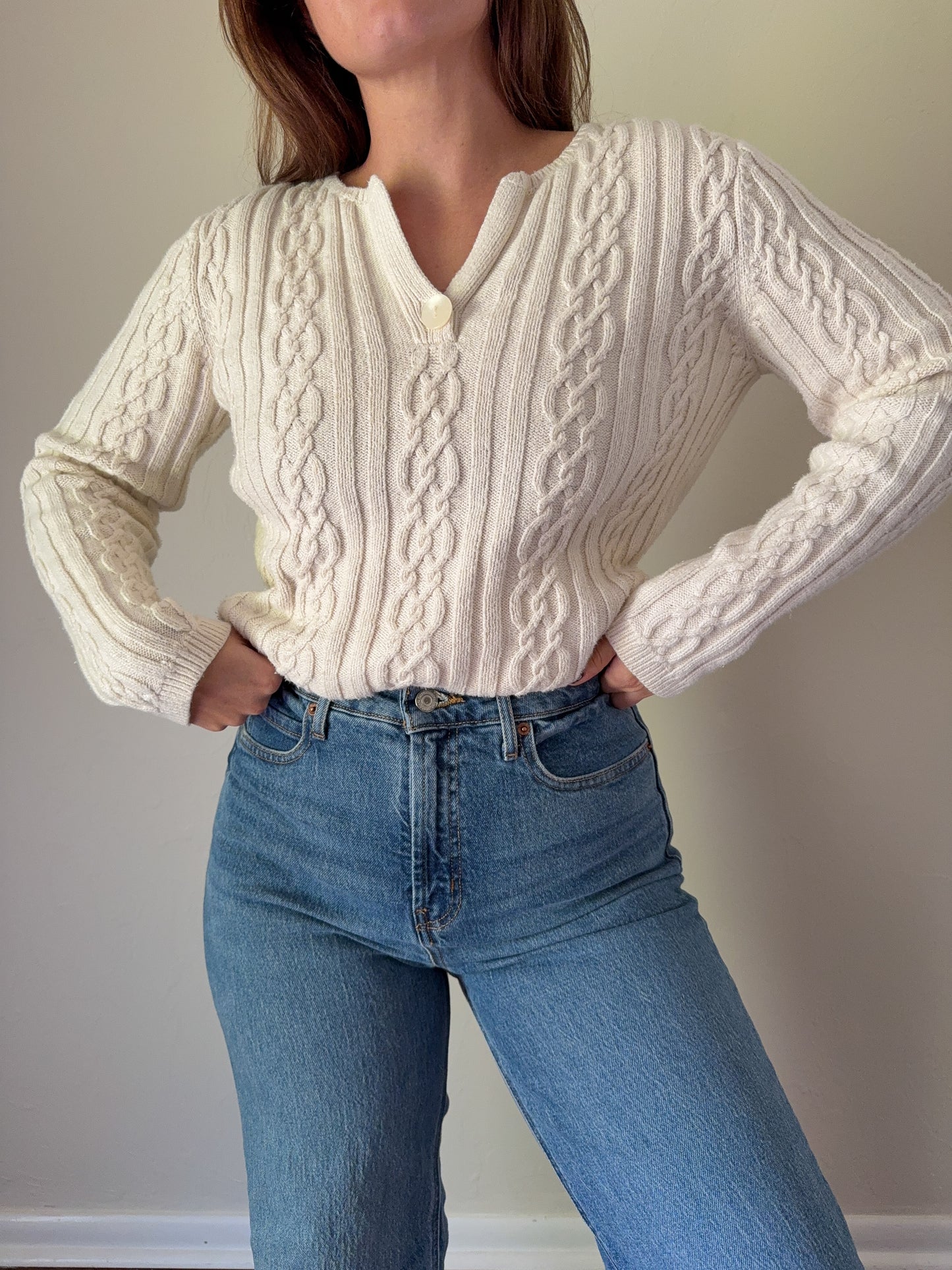 Ivory Cable Knit Pullover