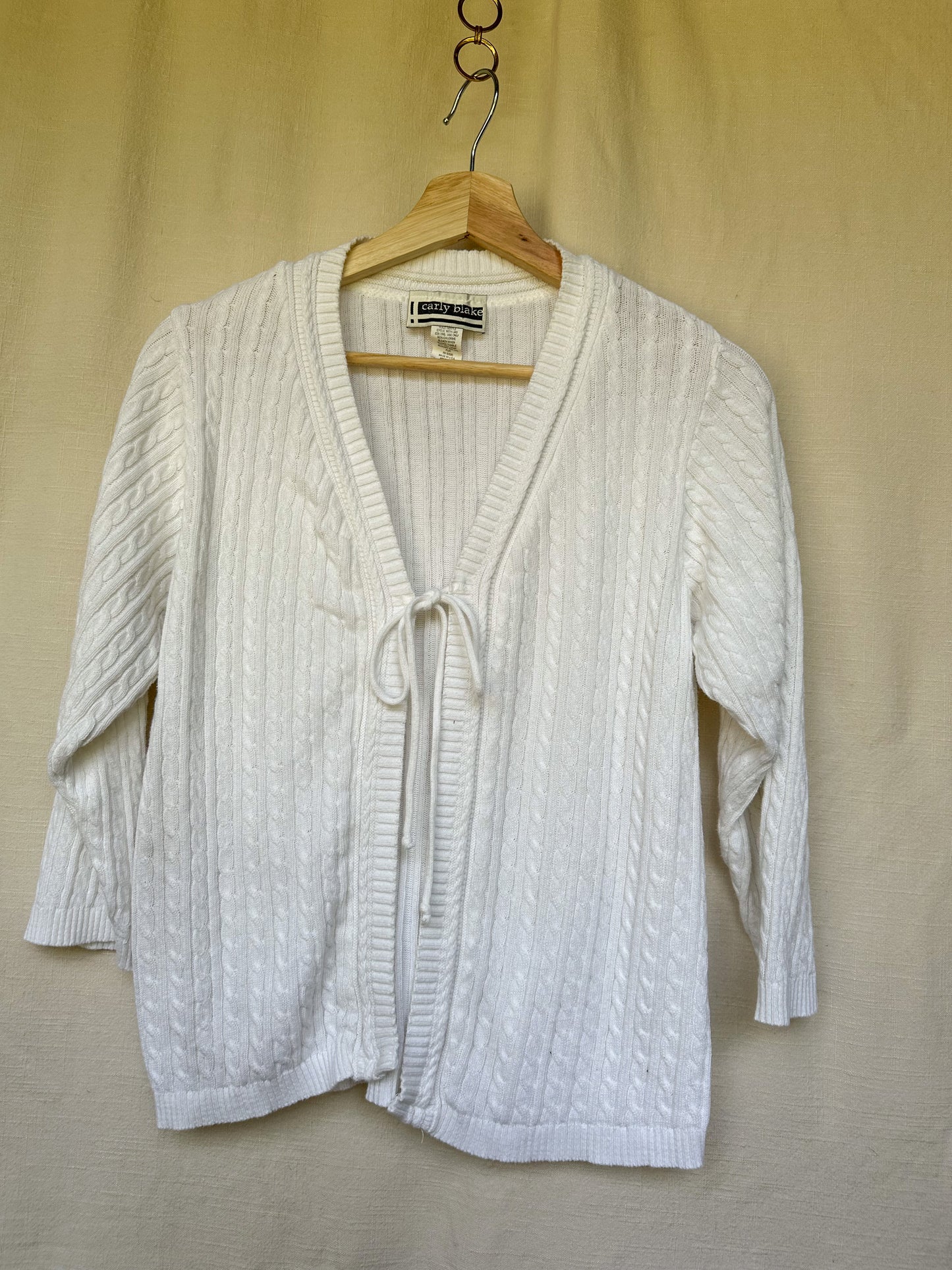 cable knit tie front cardigan