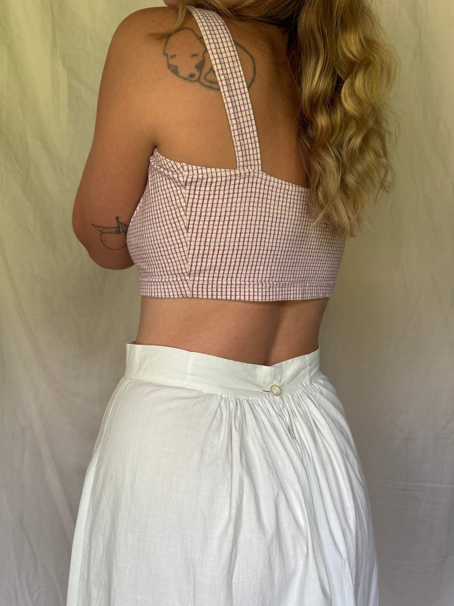 vintage grid crop top