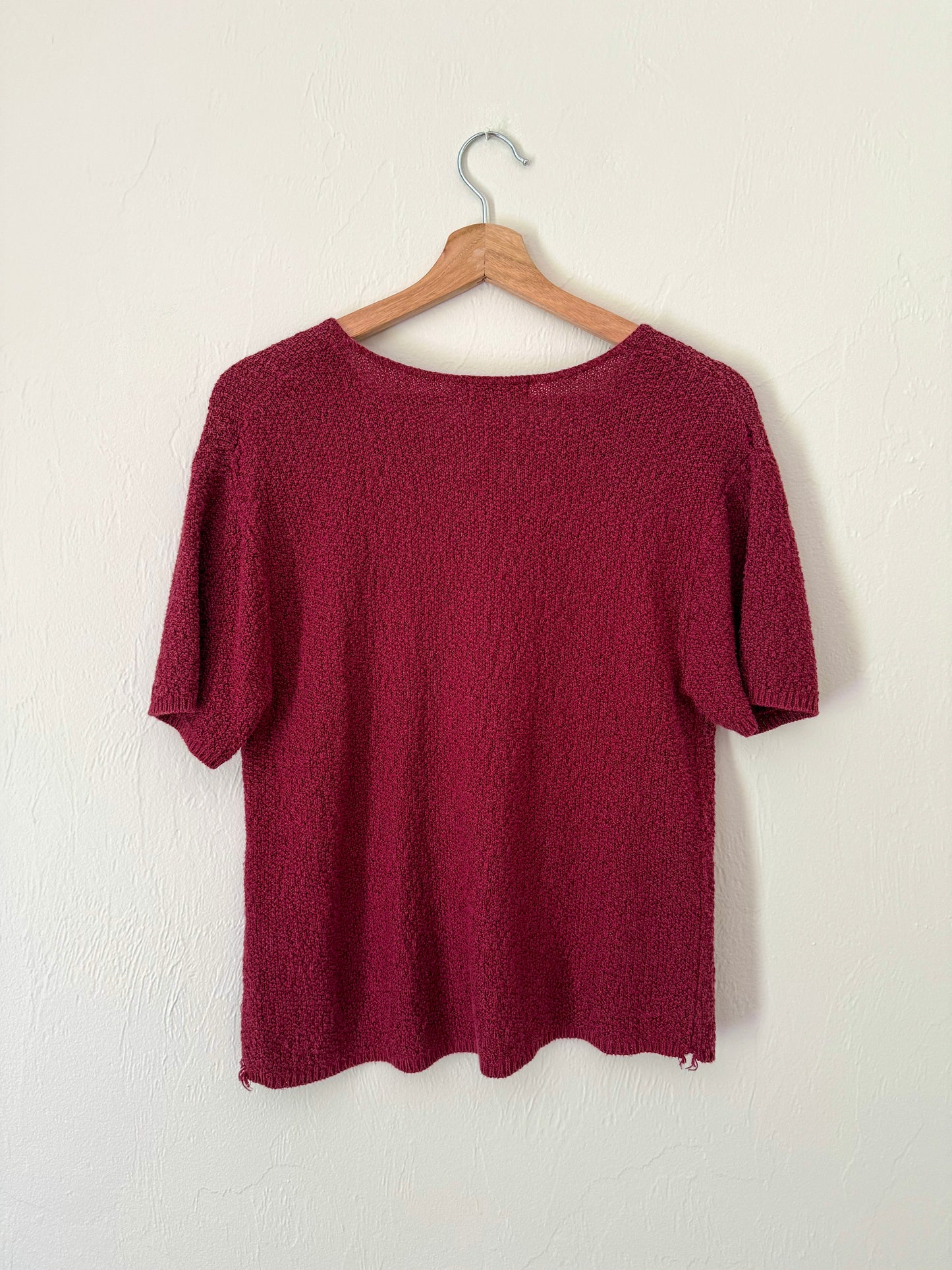 90s Textured Maroon Top