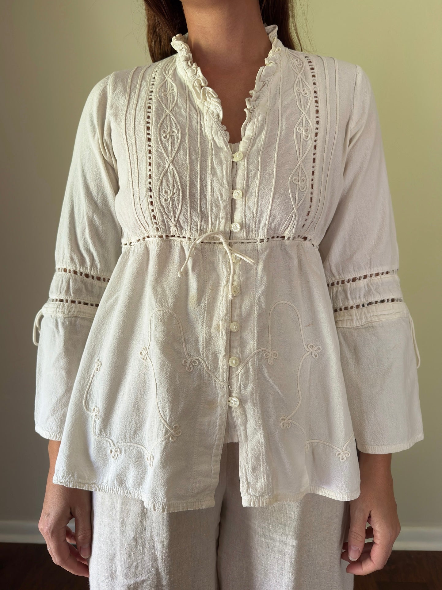 Vintage Ivory Boho Blouse