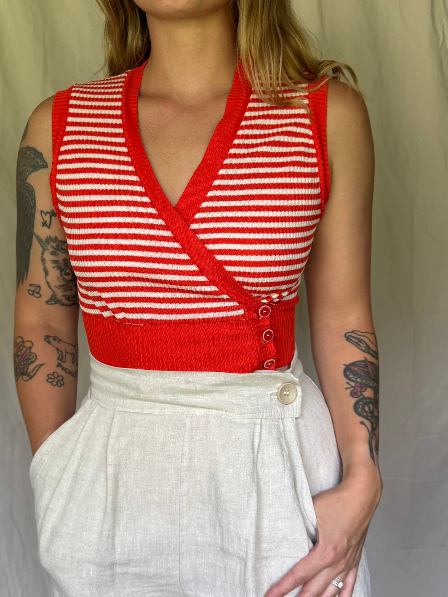 60s striped crop top