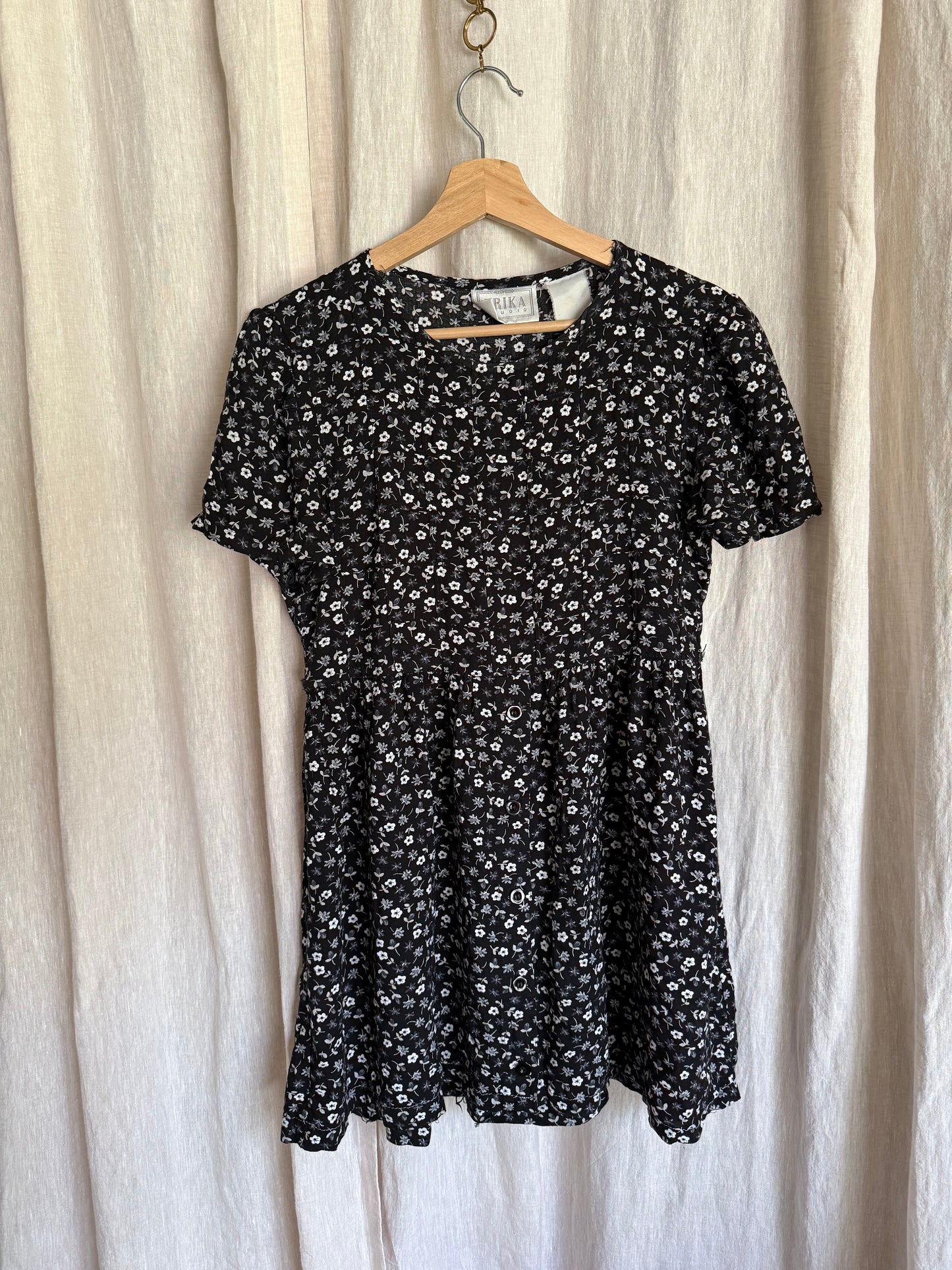 black floral mini dress
