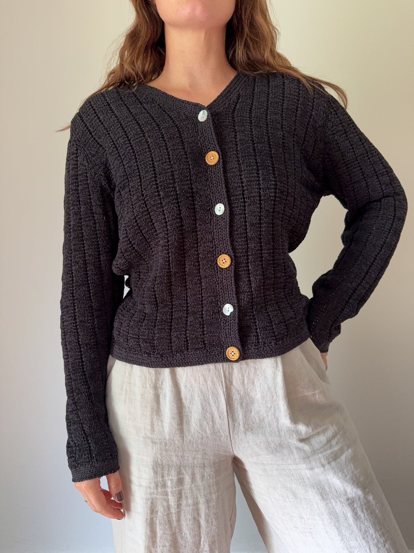 Vintage Black Knit Cardigan