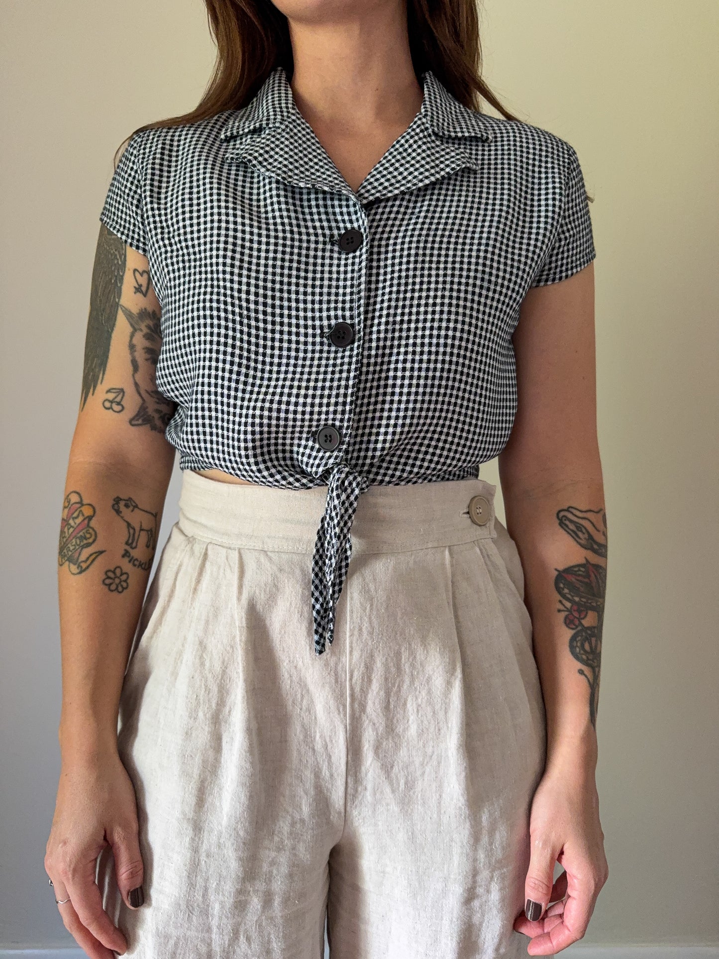 90s Gingham Tie Top