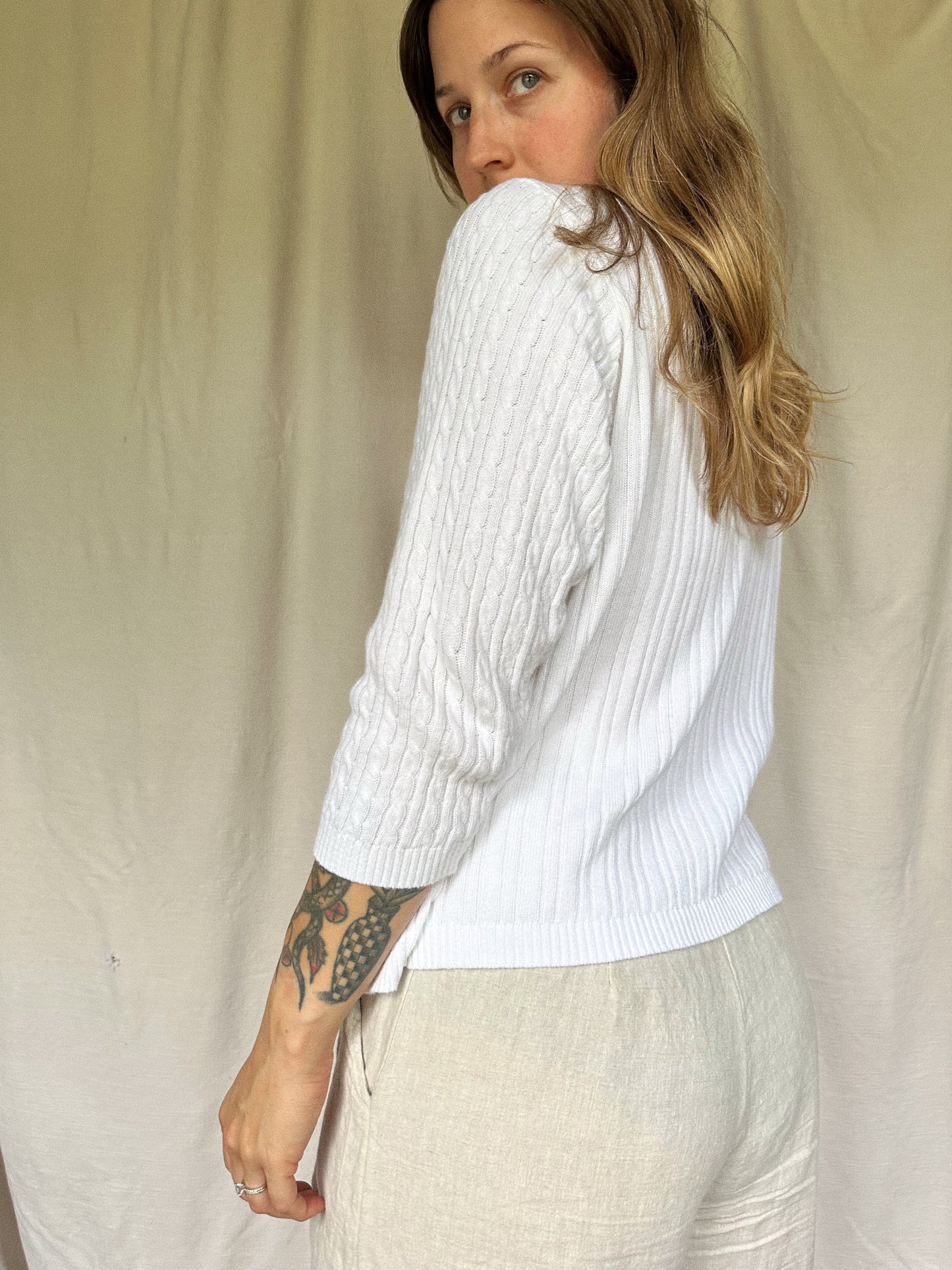 cable knit tie front cardigan