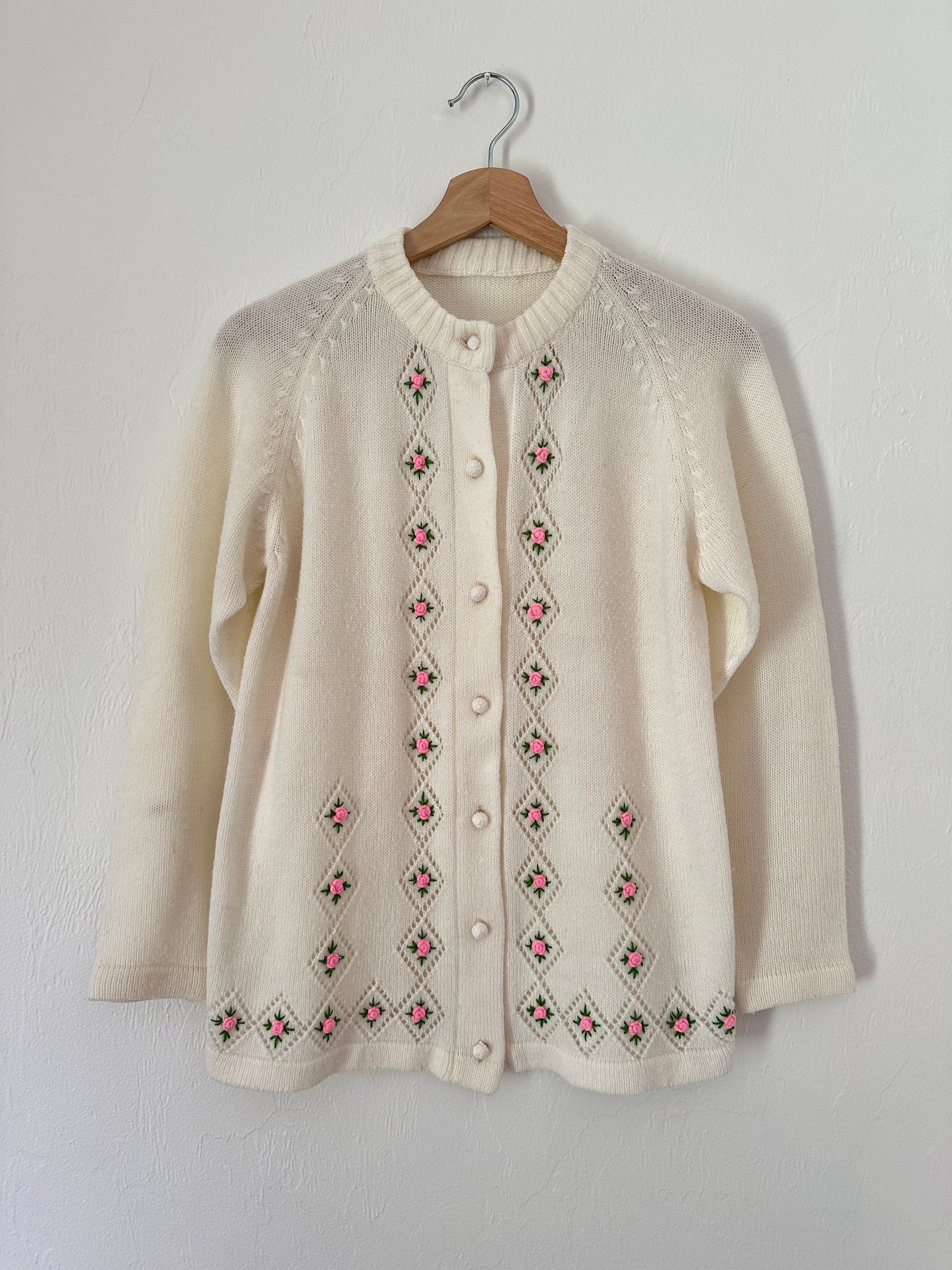 Vintage Embroidered Rose Cardigan