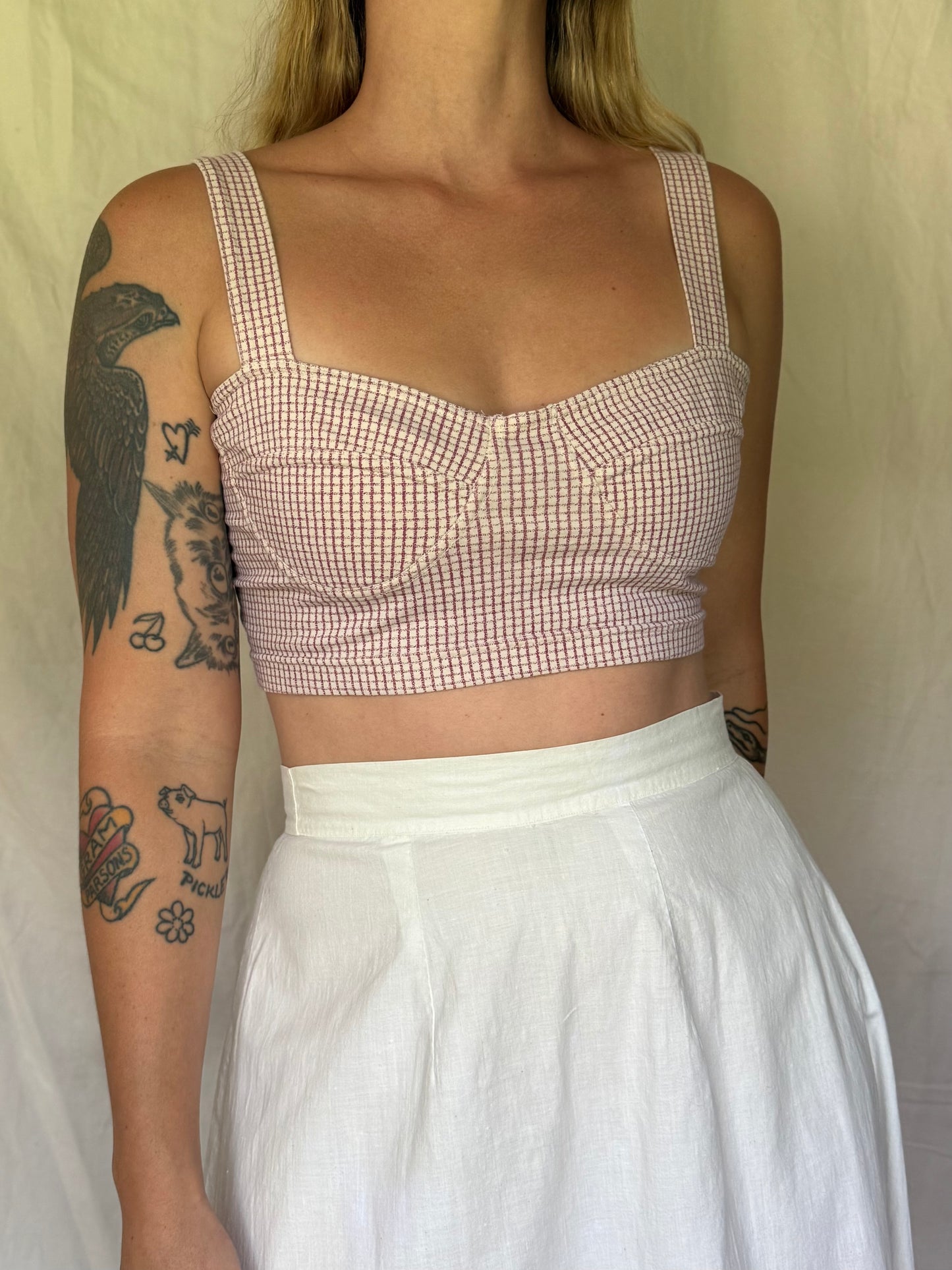 vintage grid crop top