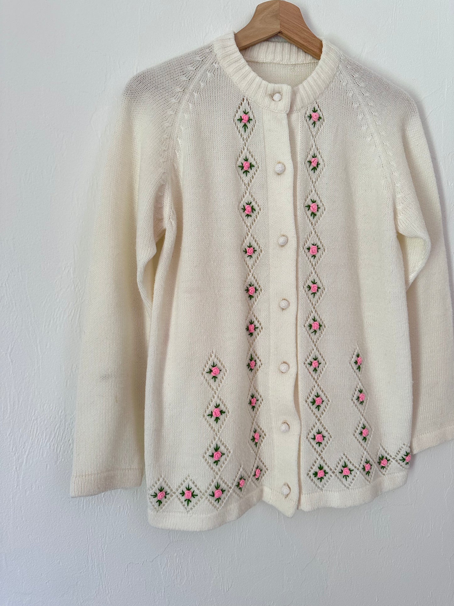 Vintage Embroidered Rose Cardigan