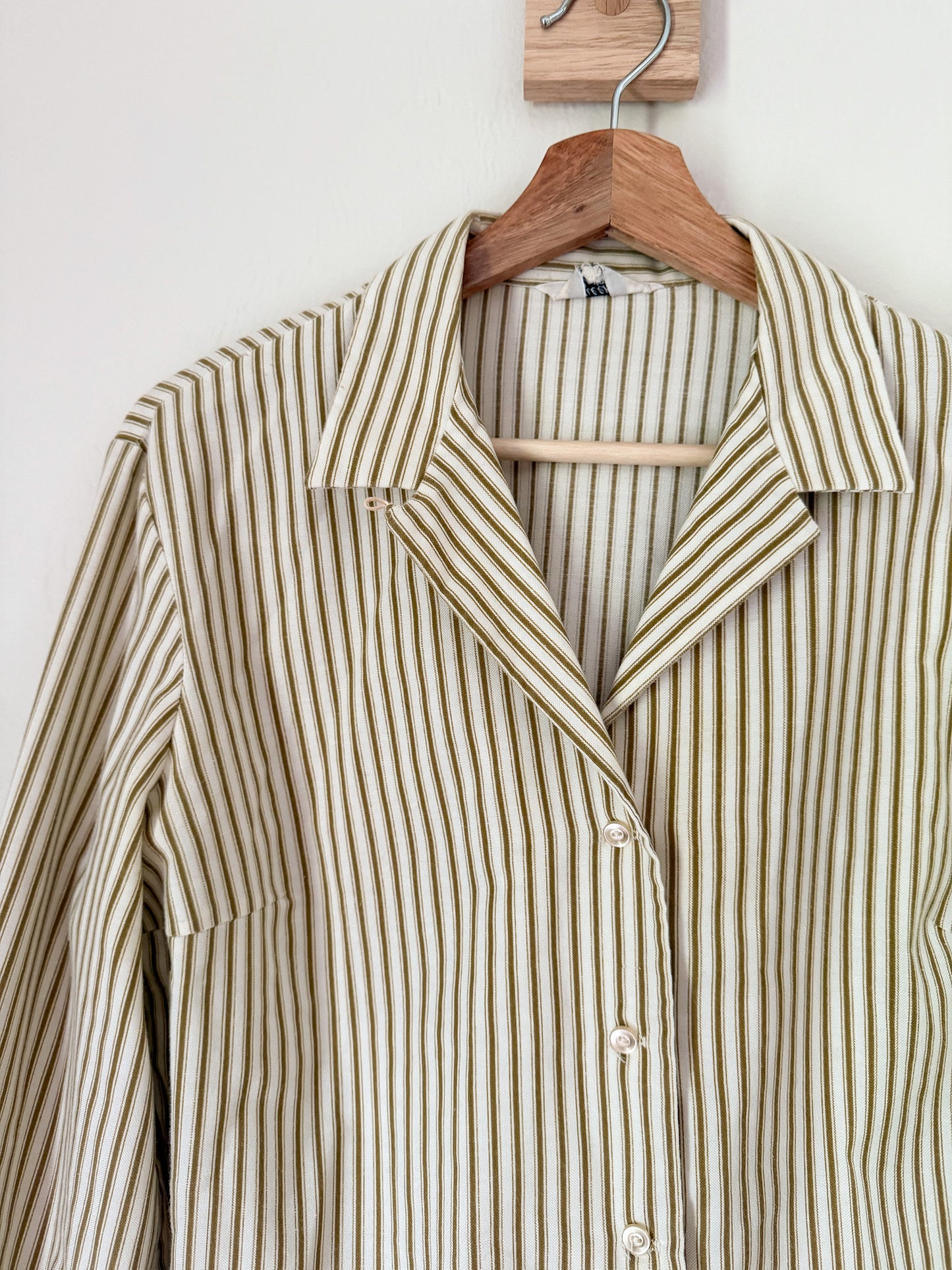 Green and White Striped Blouse