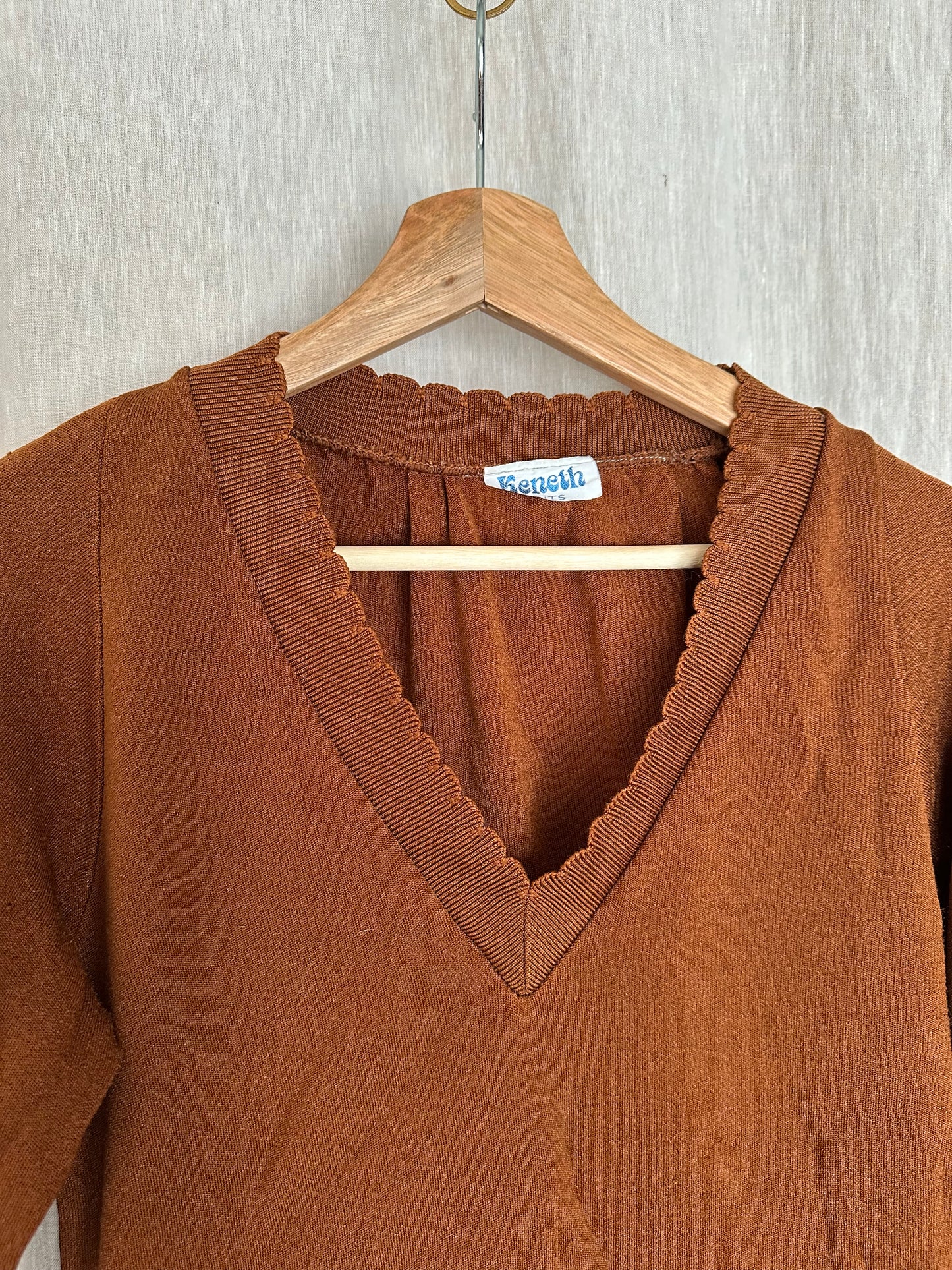 Vintage Brown V-Neck Top