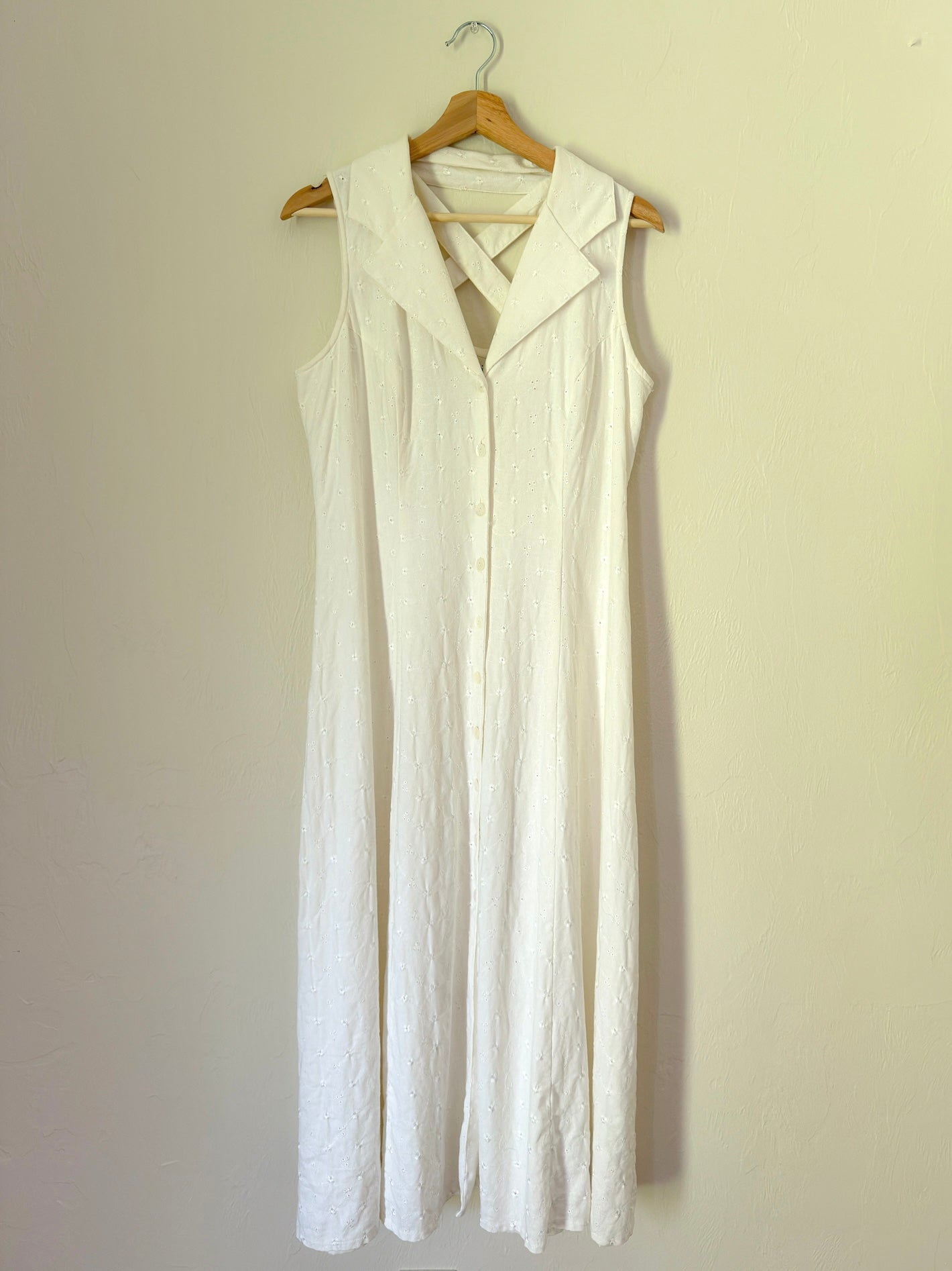 90s eyelet button down dress