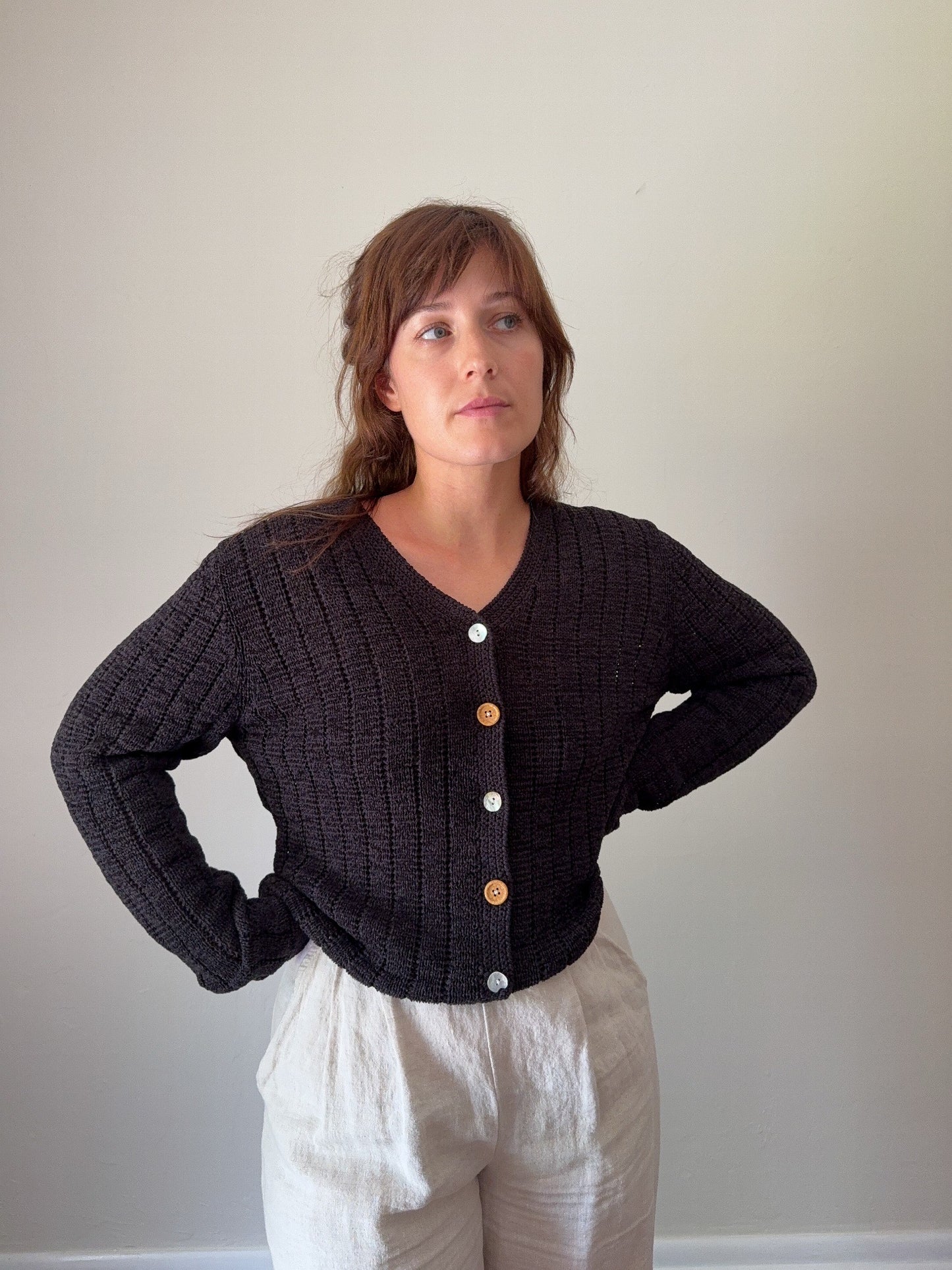 Vintage Black Knit Cardigan