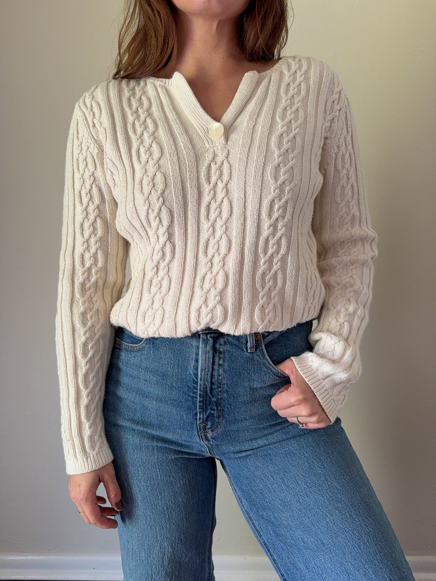 Ivory Cable Knit Pullover