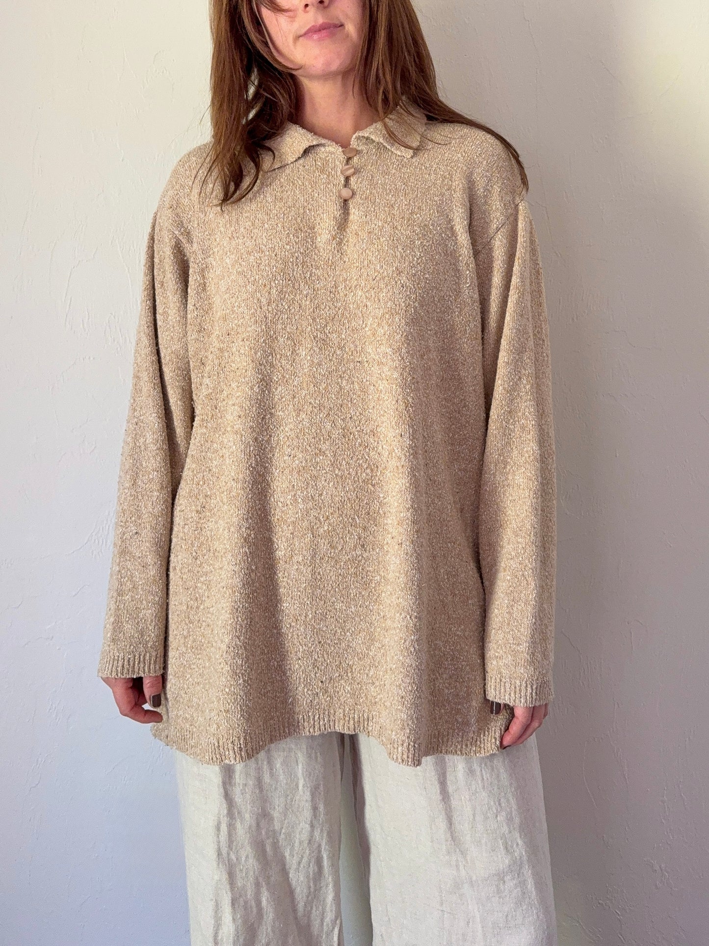 90s Textured Collared Sweater