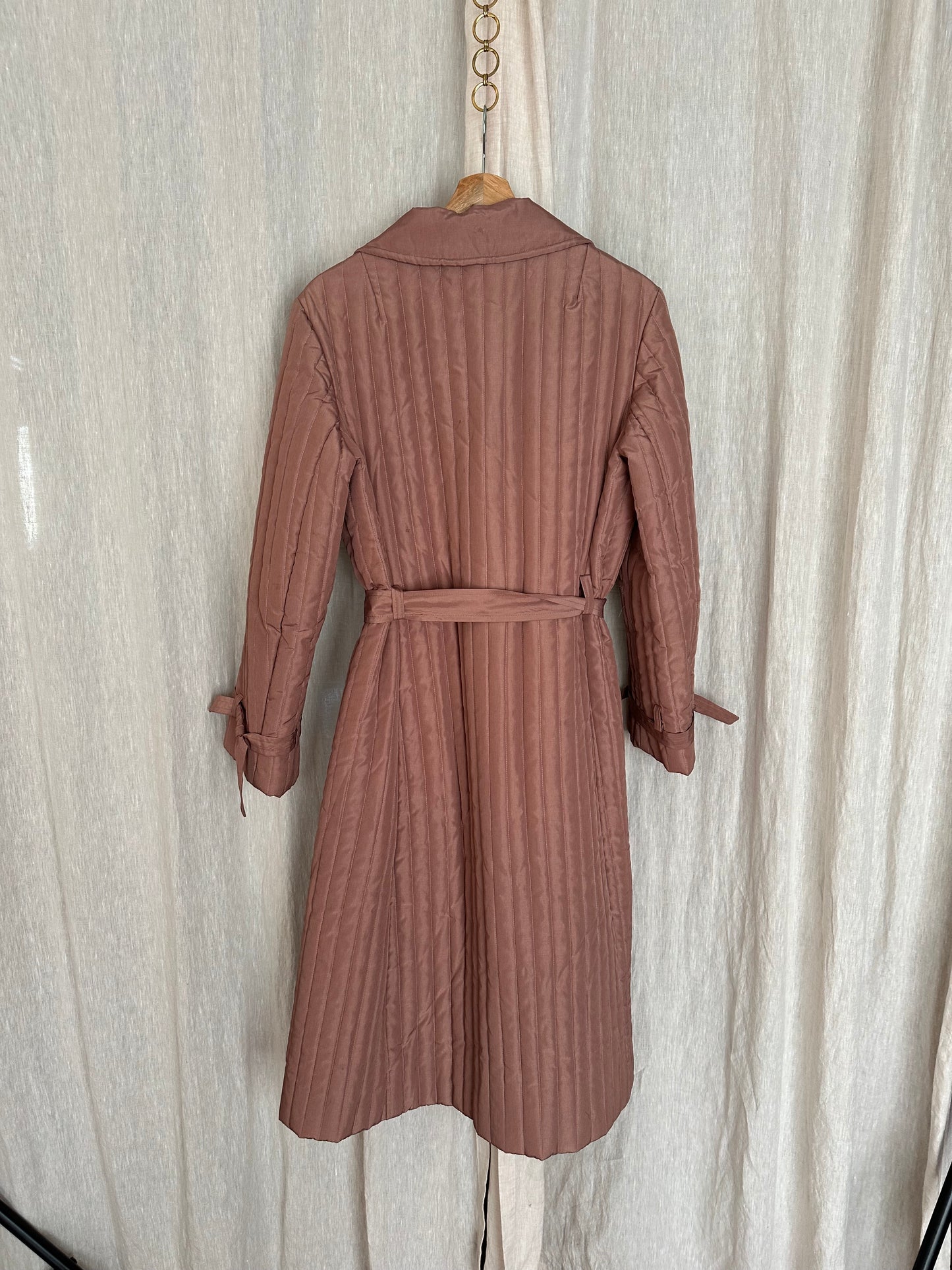 vintage mauve puffer trench