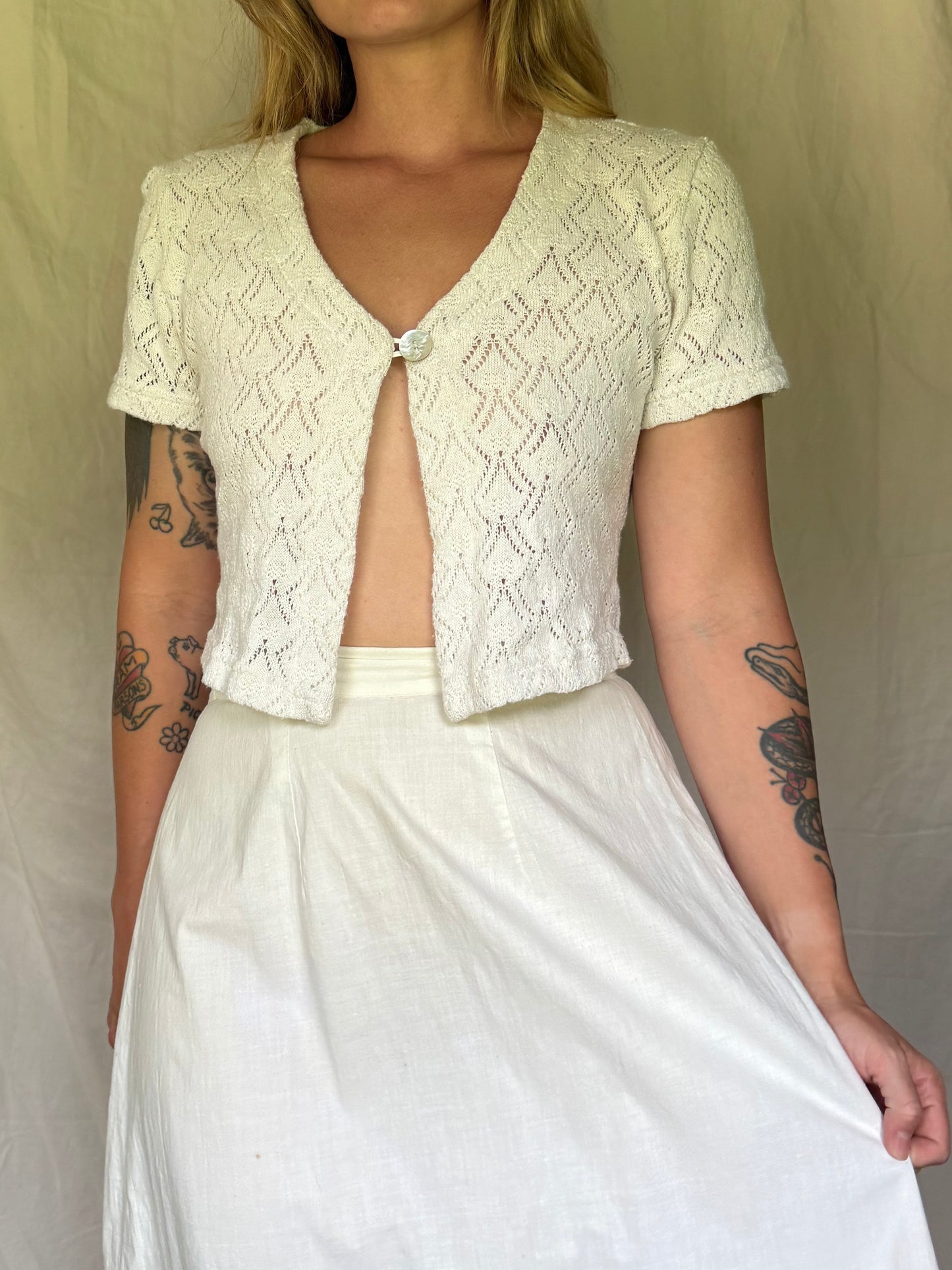 90s cropped button cardigan
