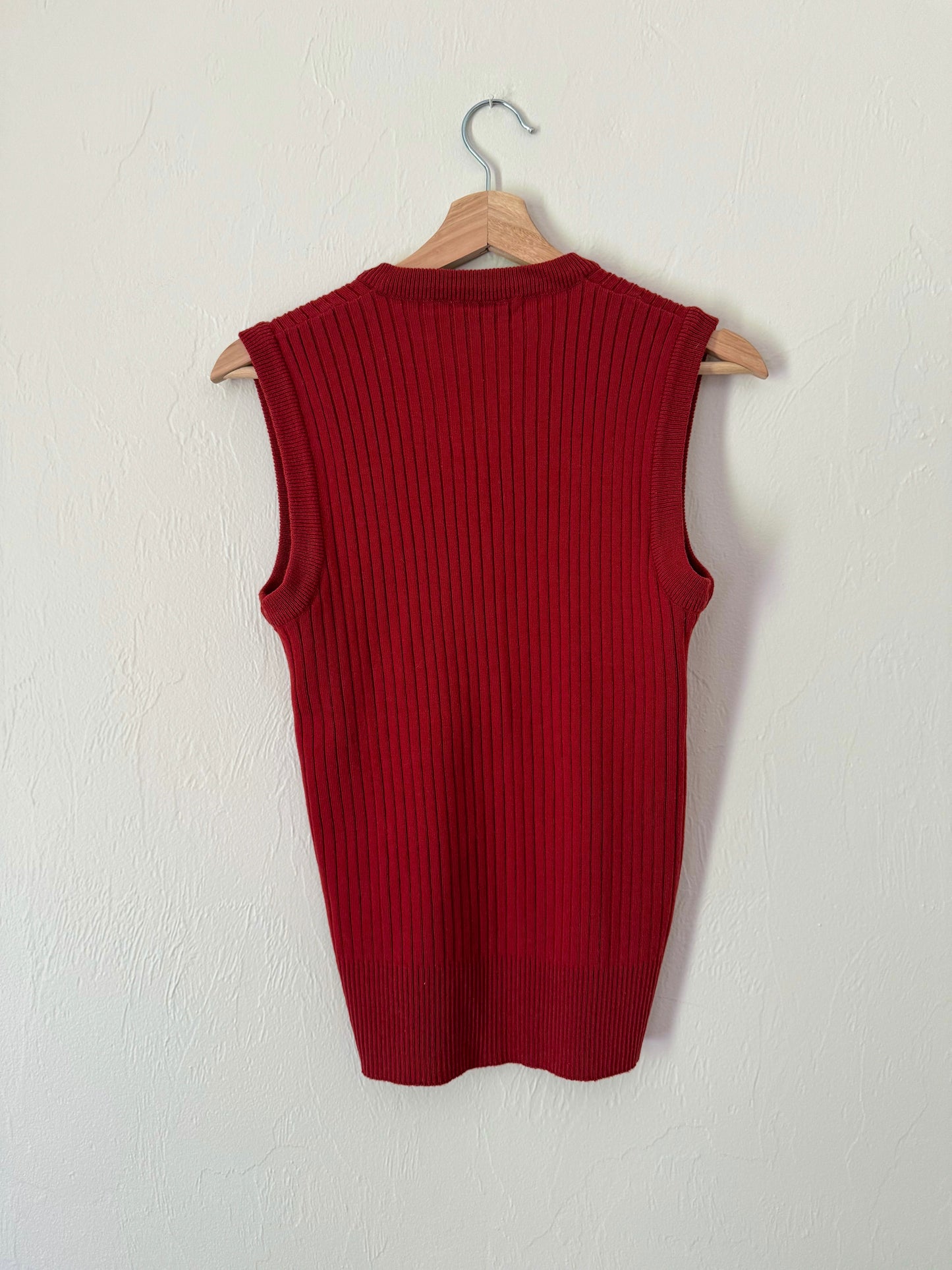 Vintage Burgundy Ribbed Sweater Vest