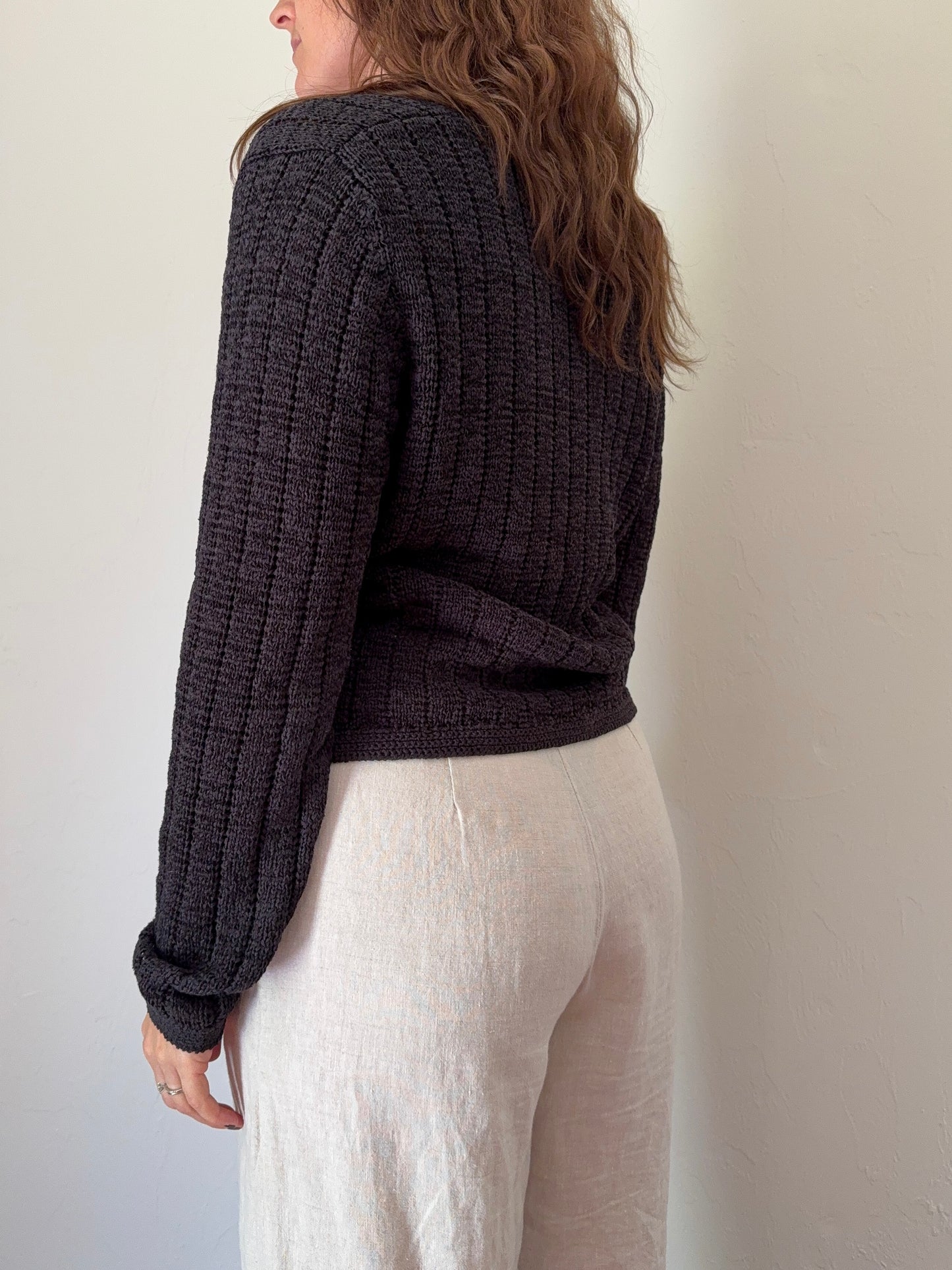 Vintage Black Knit Cardigan