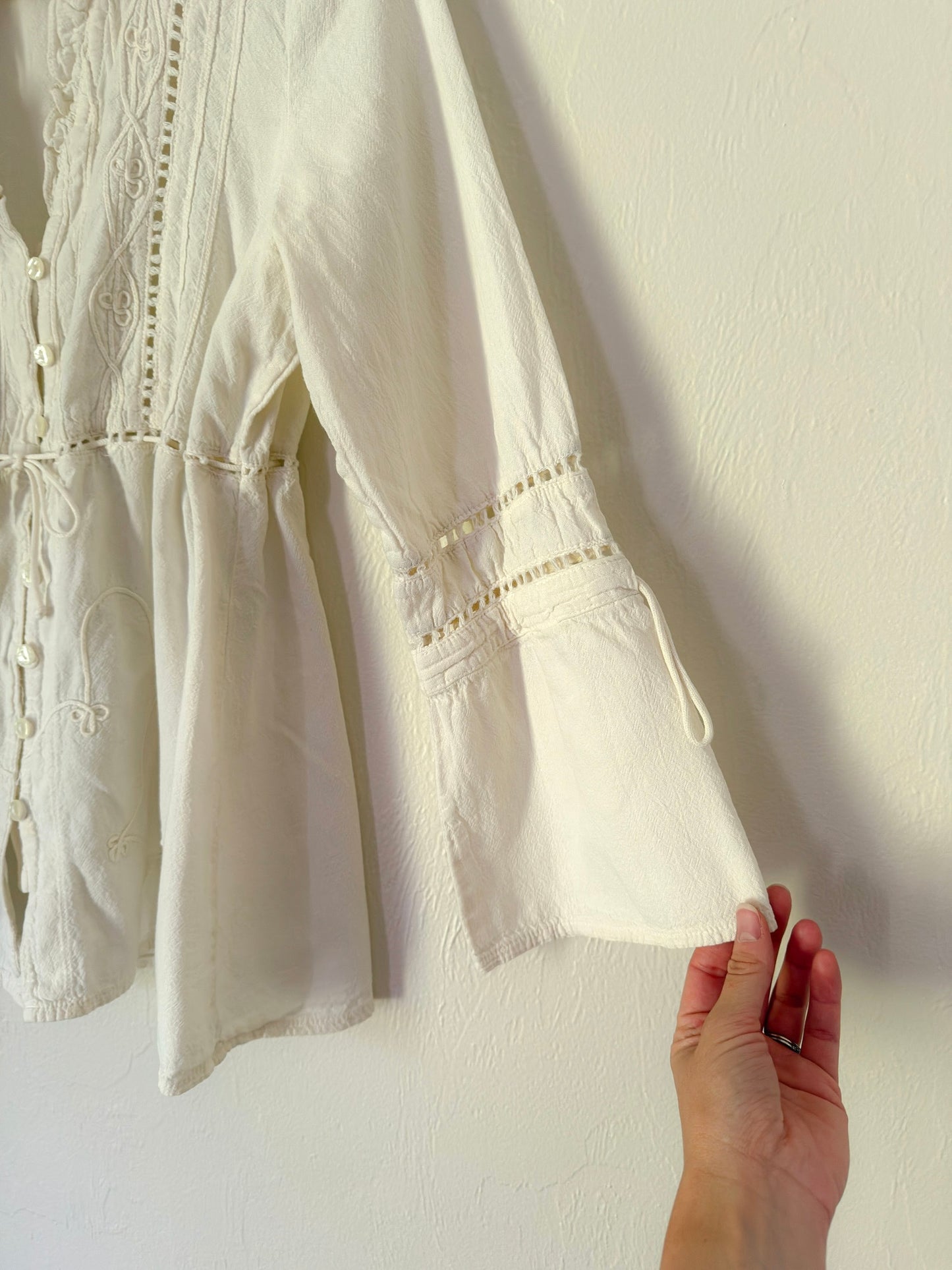 Vintage Ivory Boho Blouse