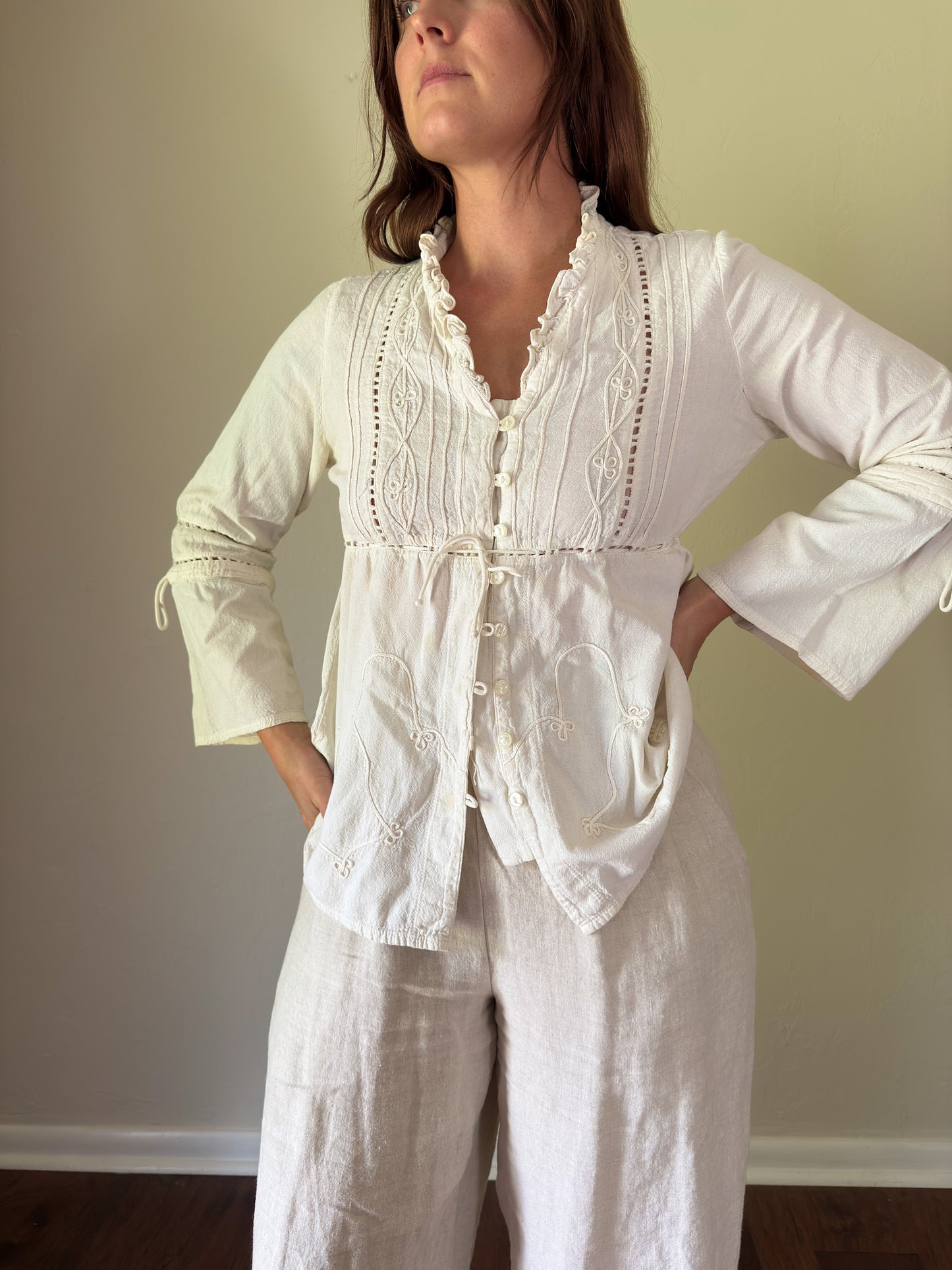 Vintage Ivory Boho Blouse