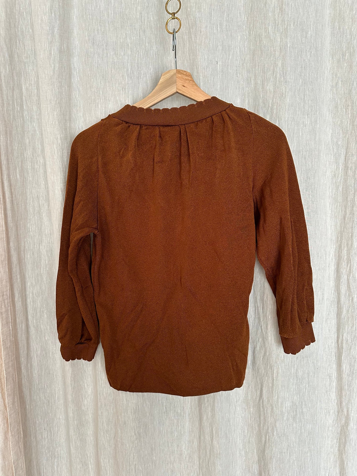 Vintage Brown V-Neck Top