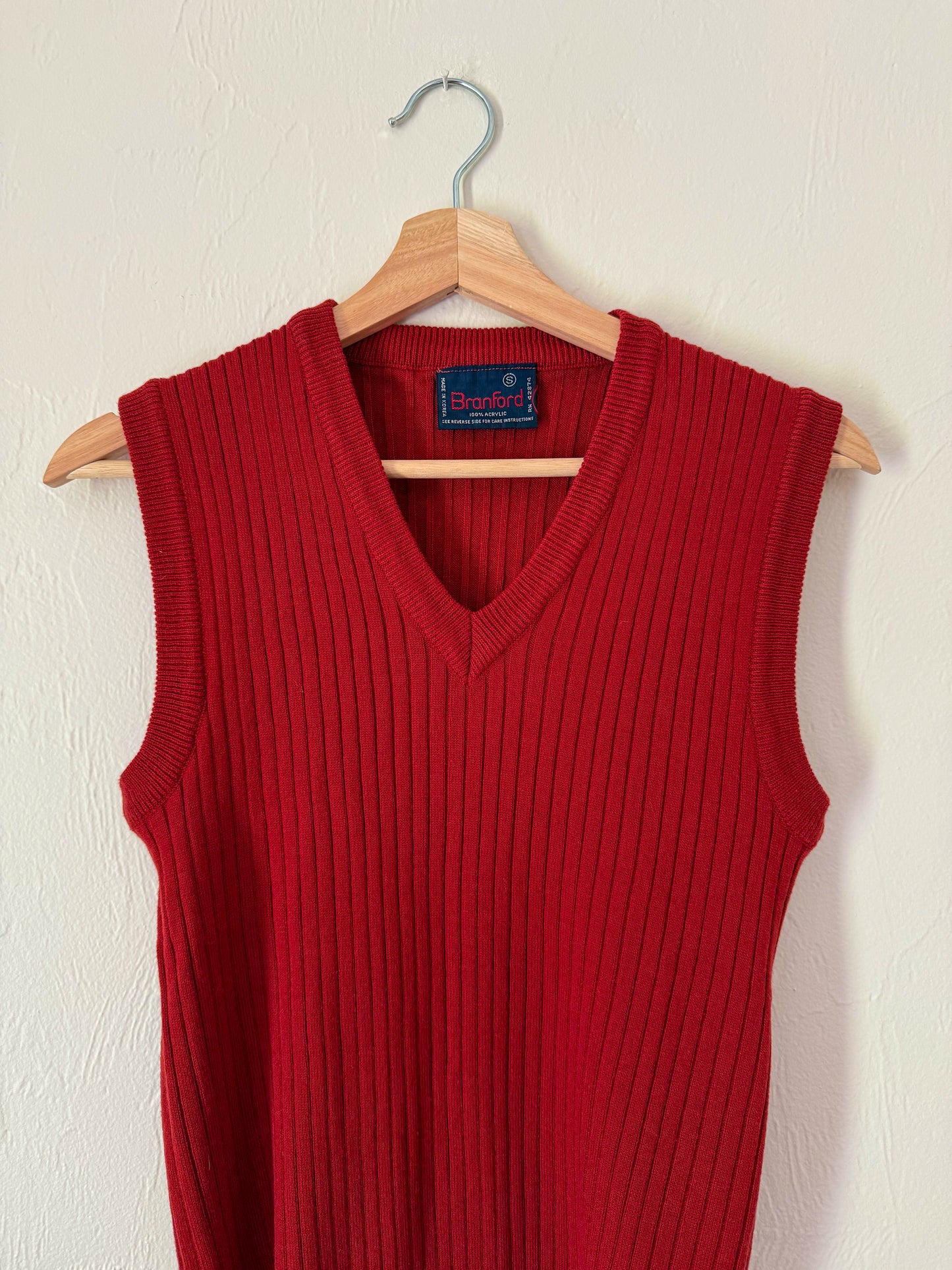 Vintage Burgundy Ribbed Sweater Vest