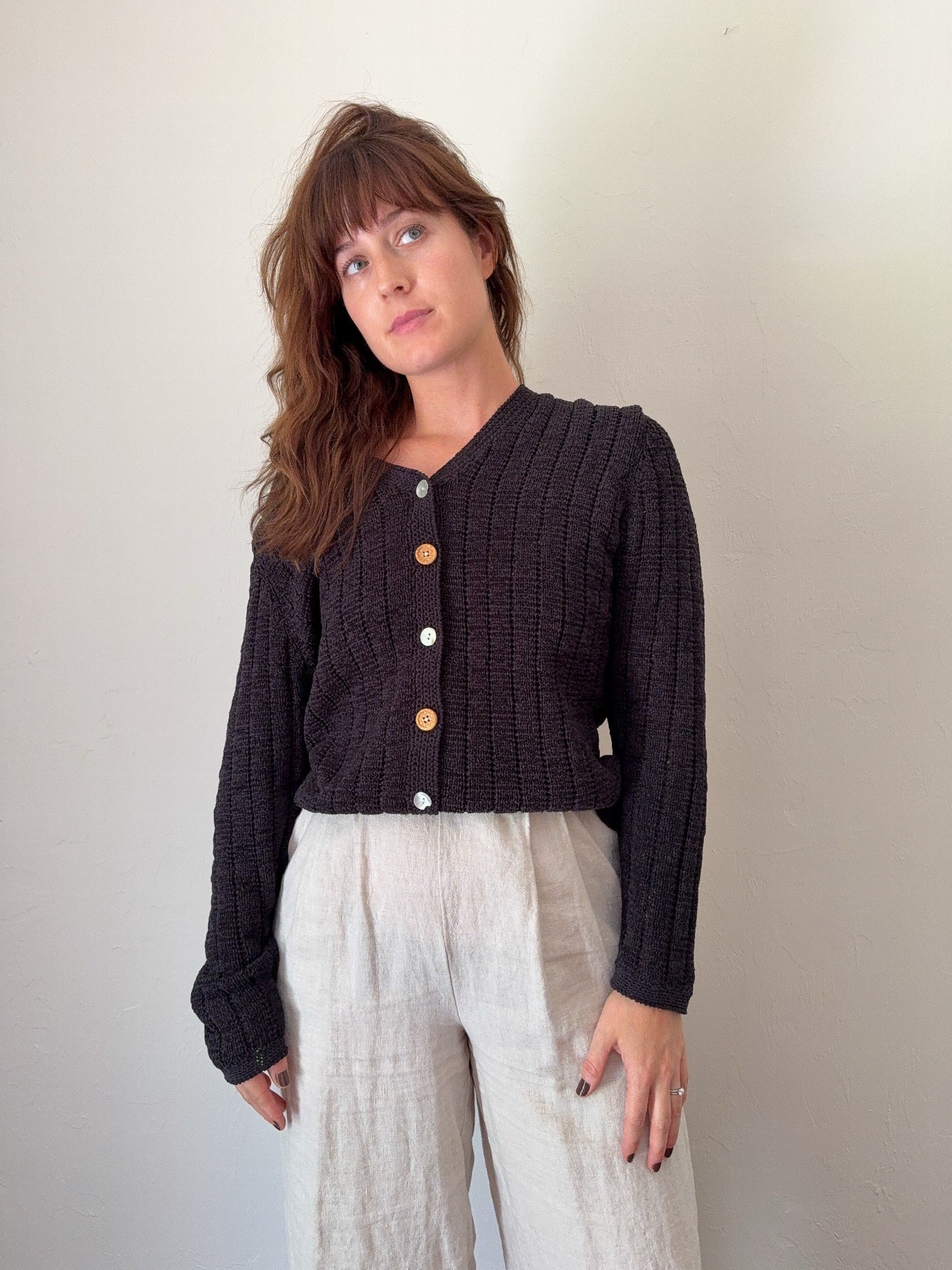 Vintage Black Knit Cardigan
