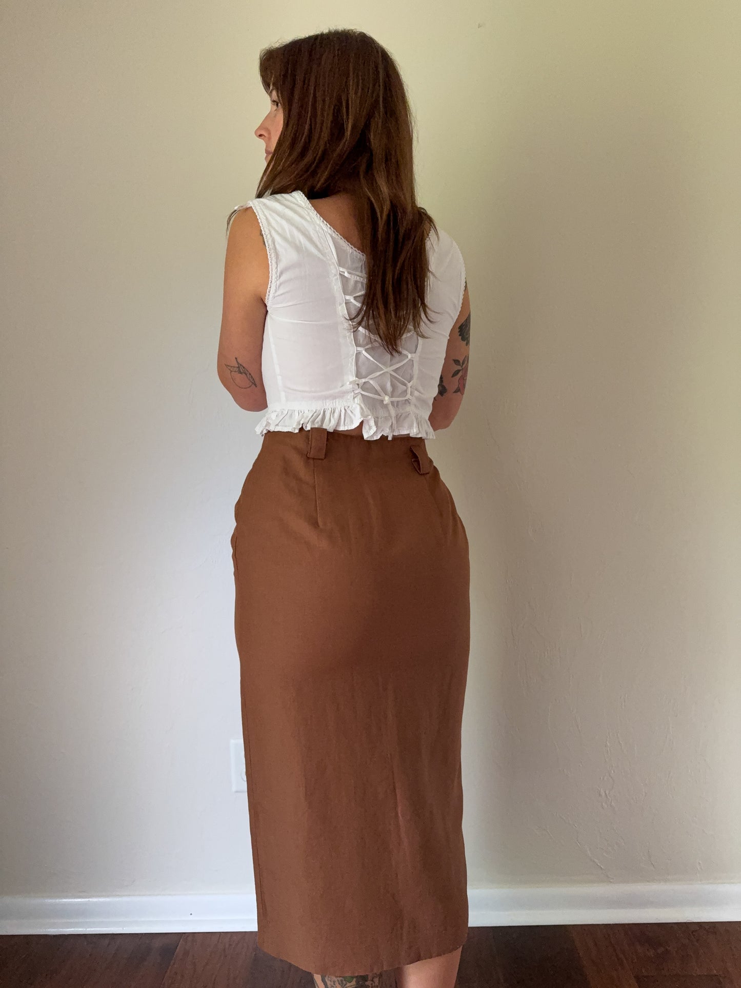 Vintage Brown Button Down Skirt