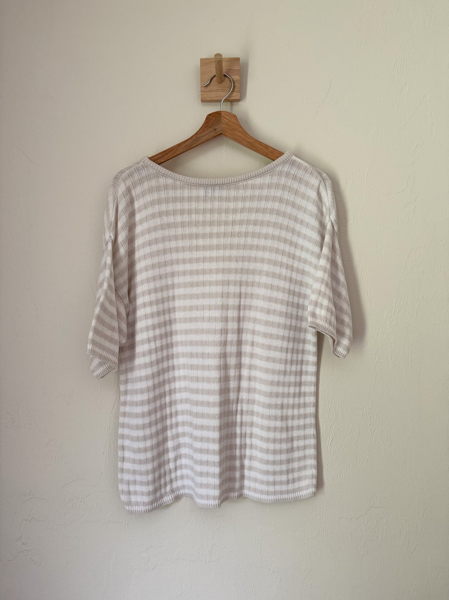 90s tan and white striped shirt
