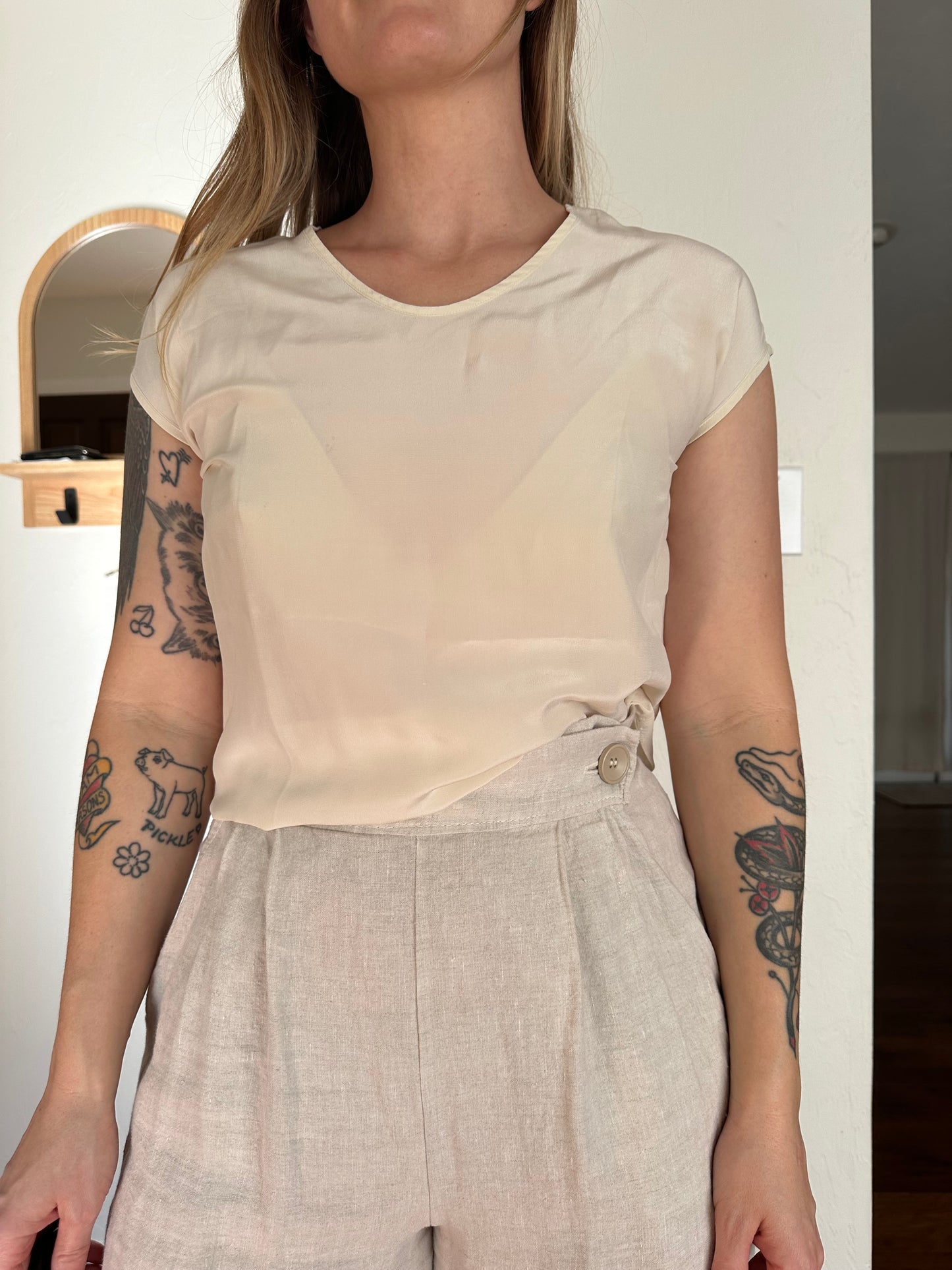 vintage ivory silk blouse