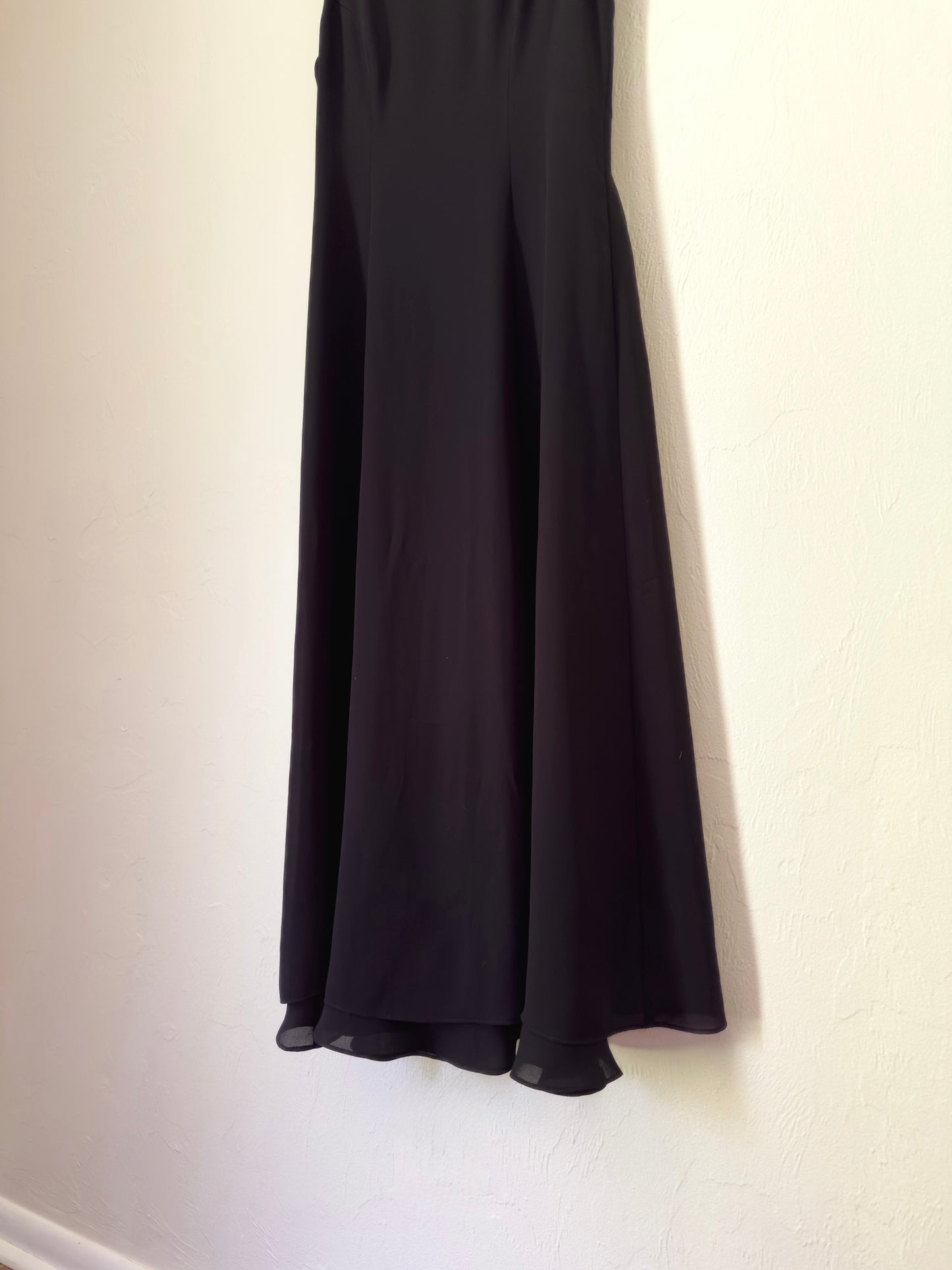 90s Black Chiffon Evening Gown