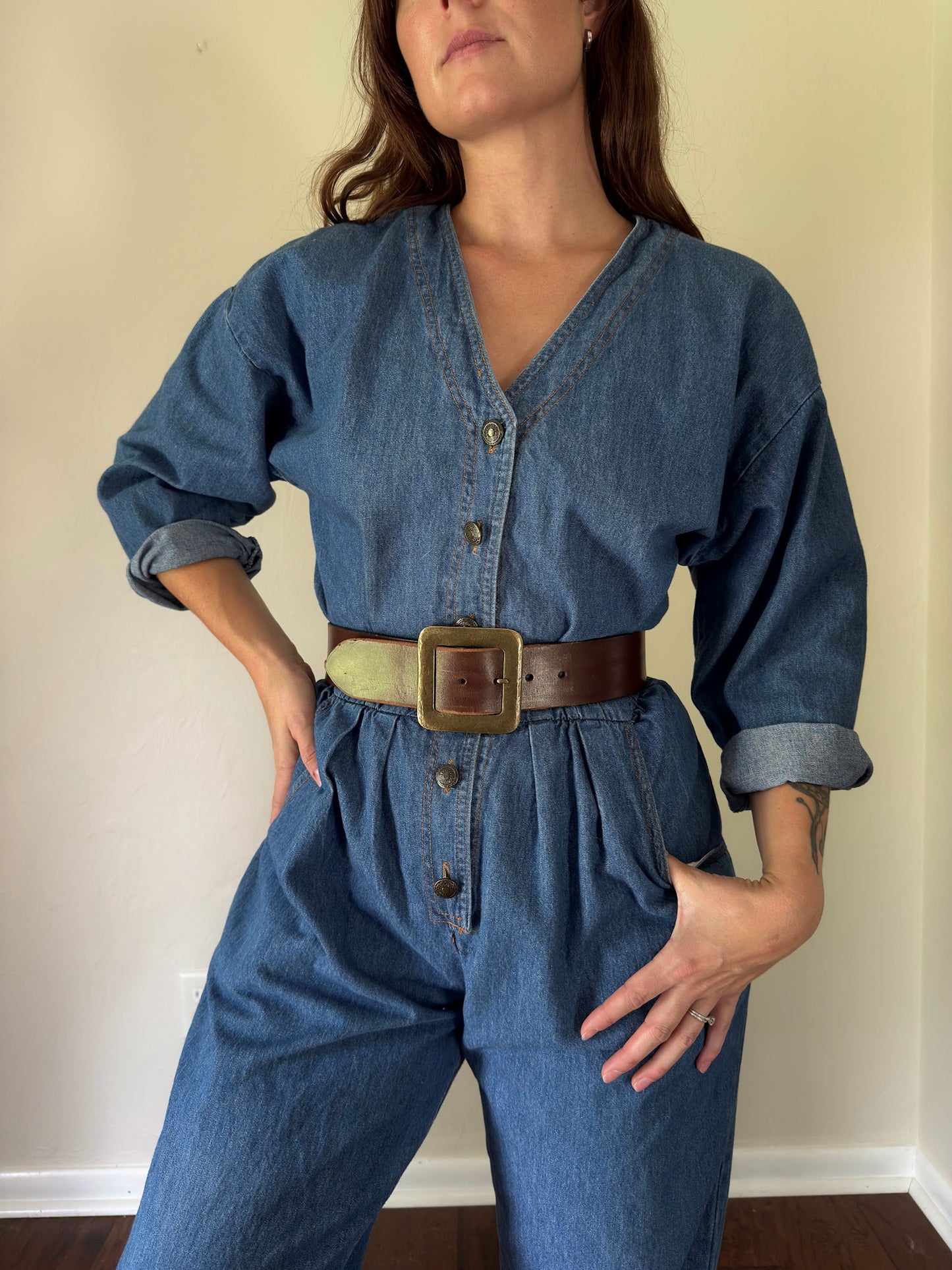 90s vintage denim jumpsuit
