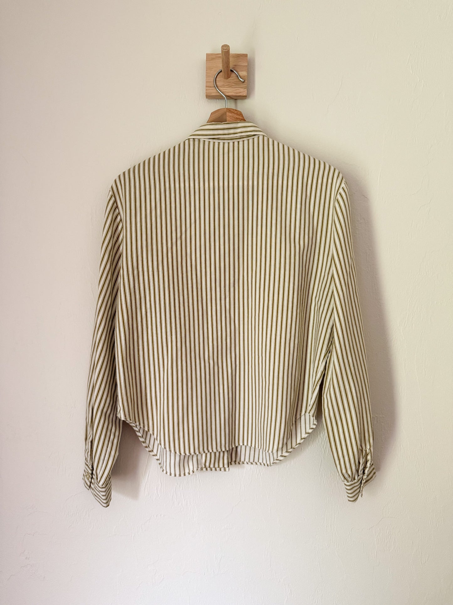 Green and White Striped Blouse