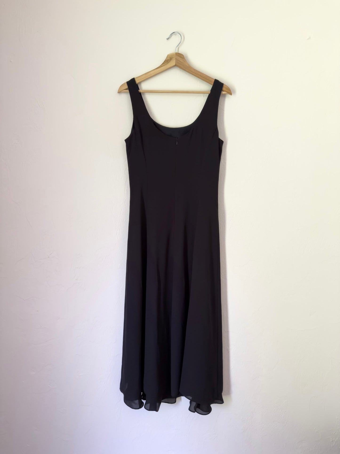 90s Black Chiffon Evening Gown