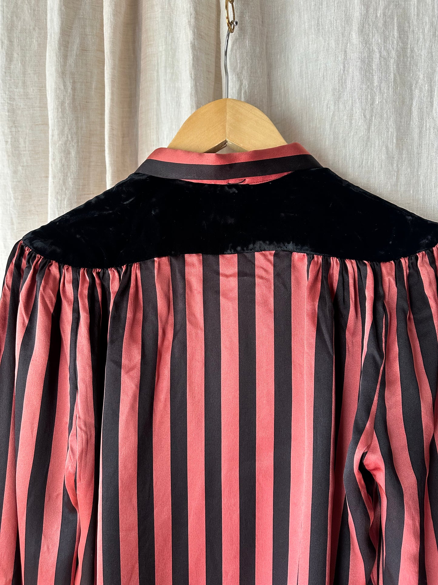 silk & velvet striped blouse