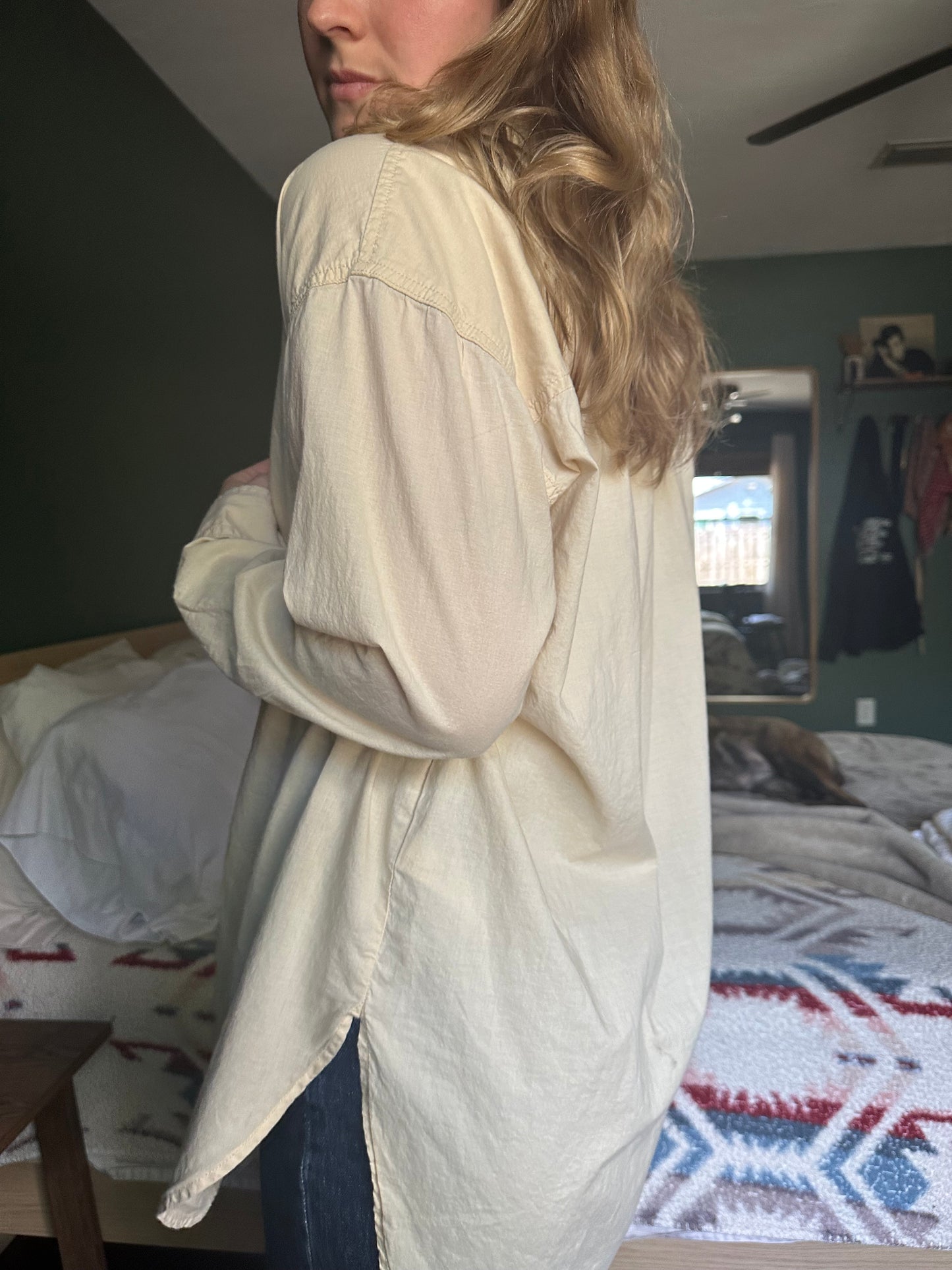 eggshell cotton button down