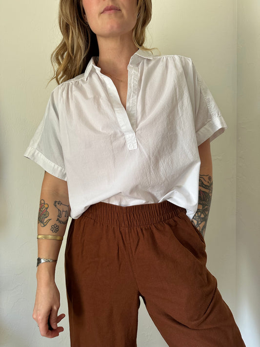 popover short sleeve blouse